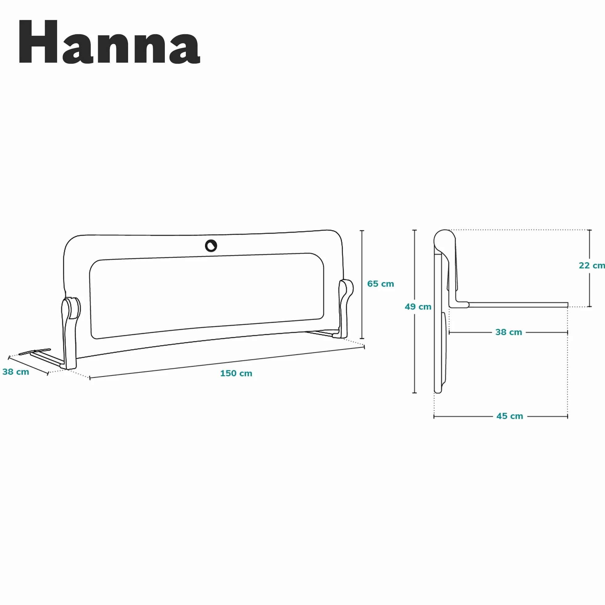 Lionelo Hanna Sponda letto universale barriera protettiva 65cm pieghevole StandSafe SecureBelt Tasca