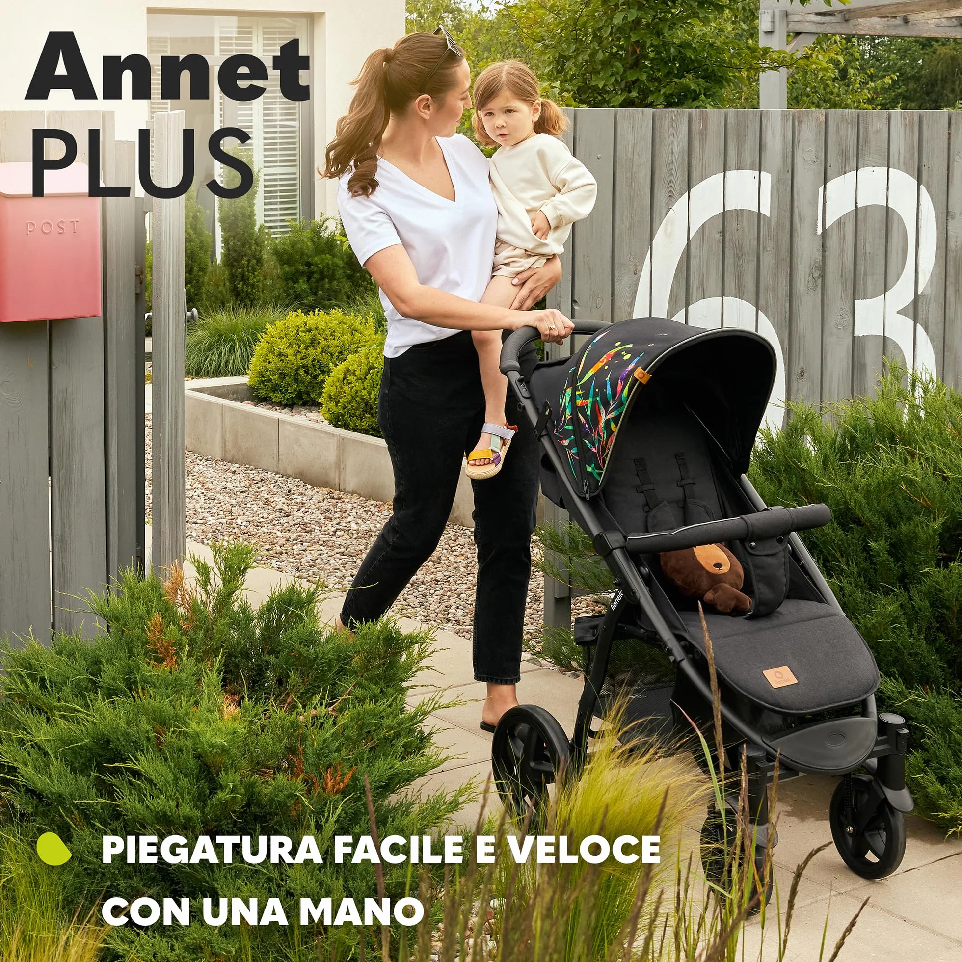LIONELO Annet passeggino leggero pieghevole grigio regolabile 22 kg ruote EVA cappottina XXL