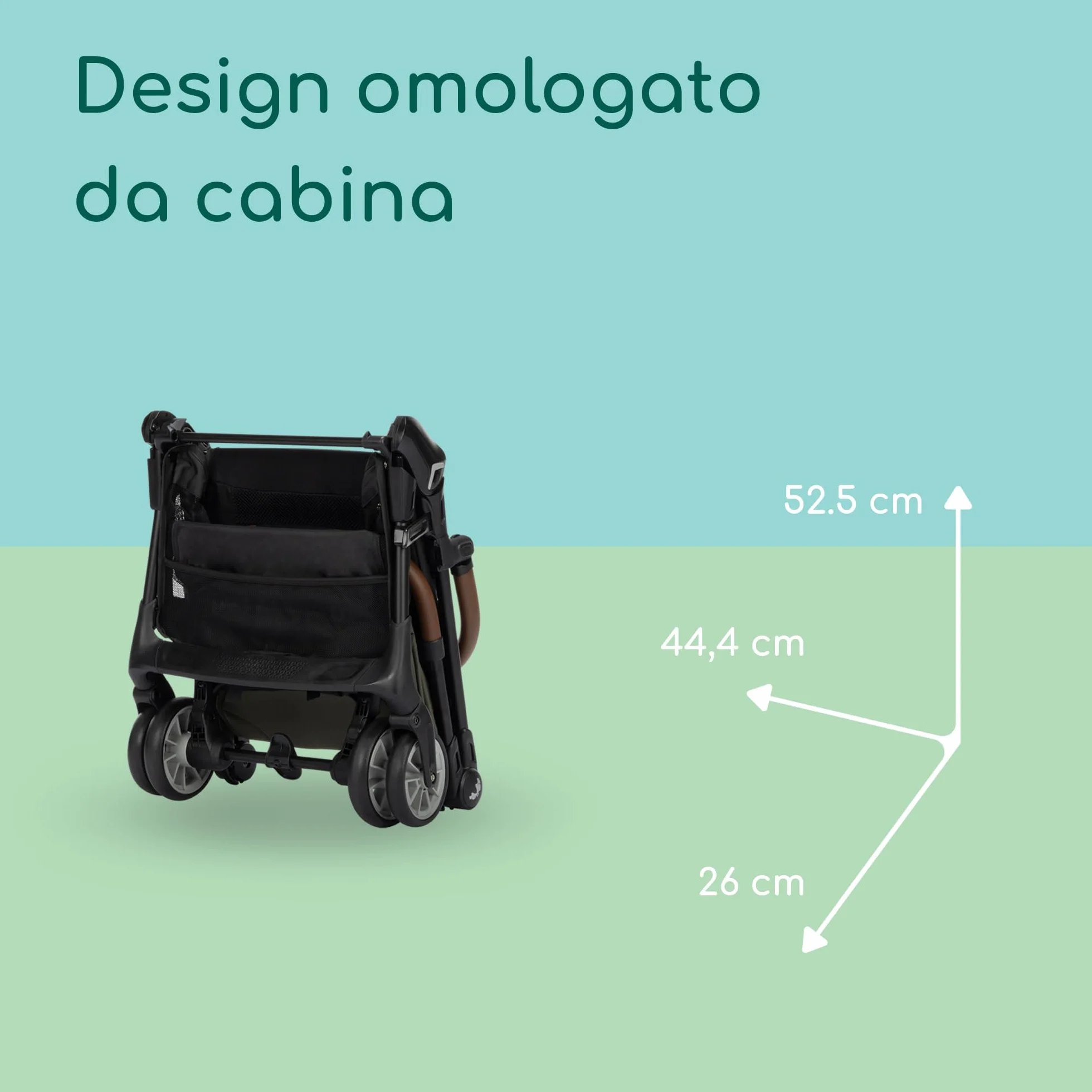 Bebeconfort Zephir Passeggino Pieghevole da Viaggio 0-4 Anni 22 kg Leggero 5,6 kg Chiusura Compatta Mineral Green