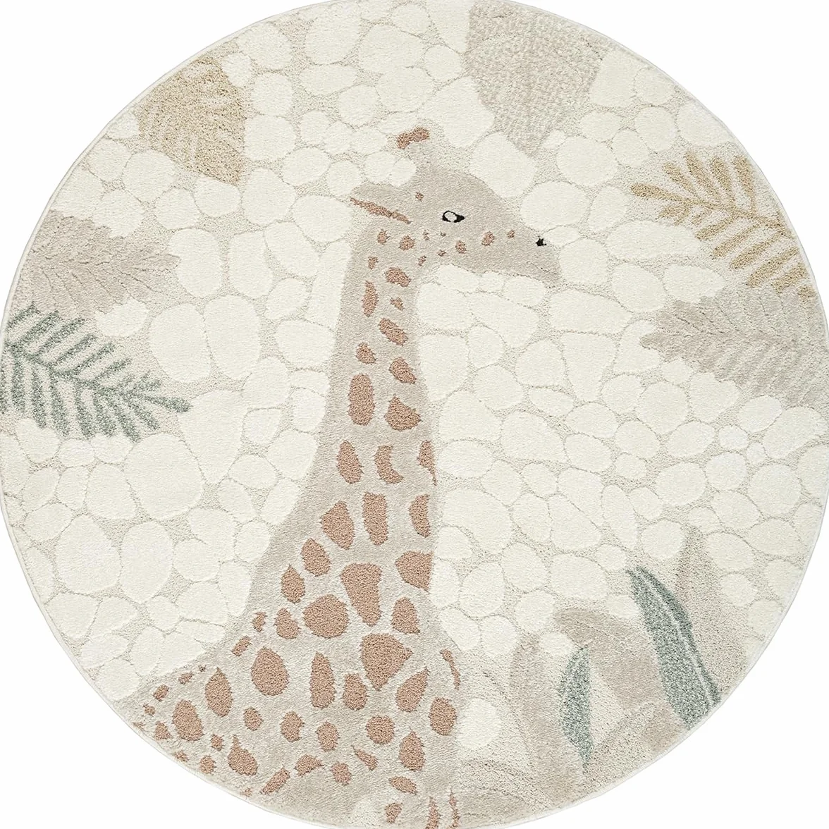 the carpet Jungle Kids Tappeto per cameretta dei bambini, effetto 3D, facile da pulire, resistente, giraffa, 120 cm, rotondo