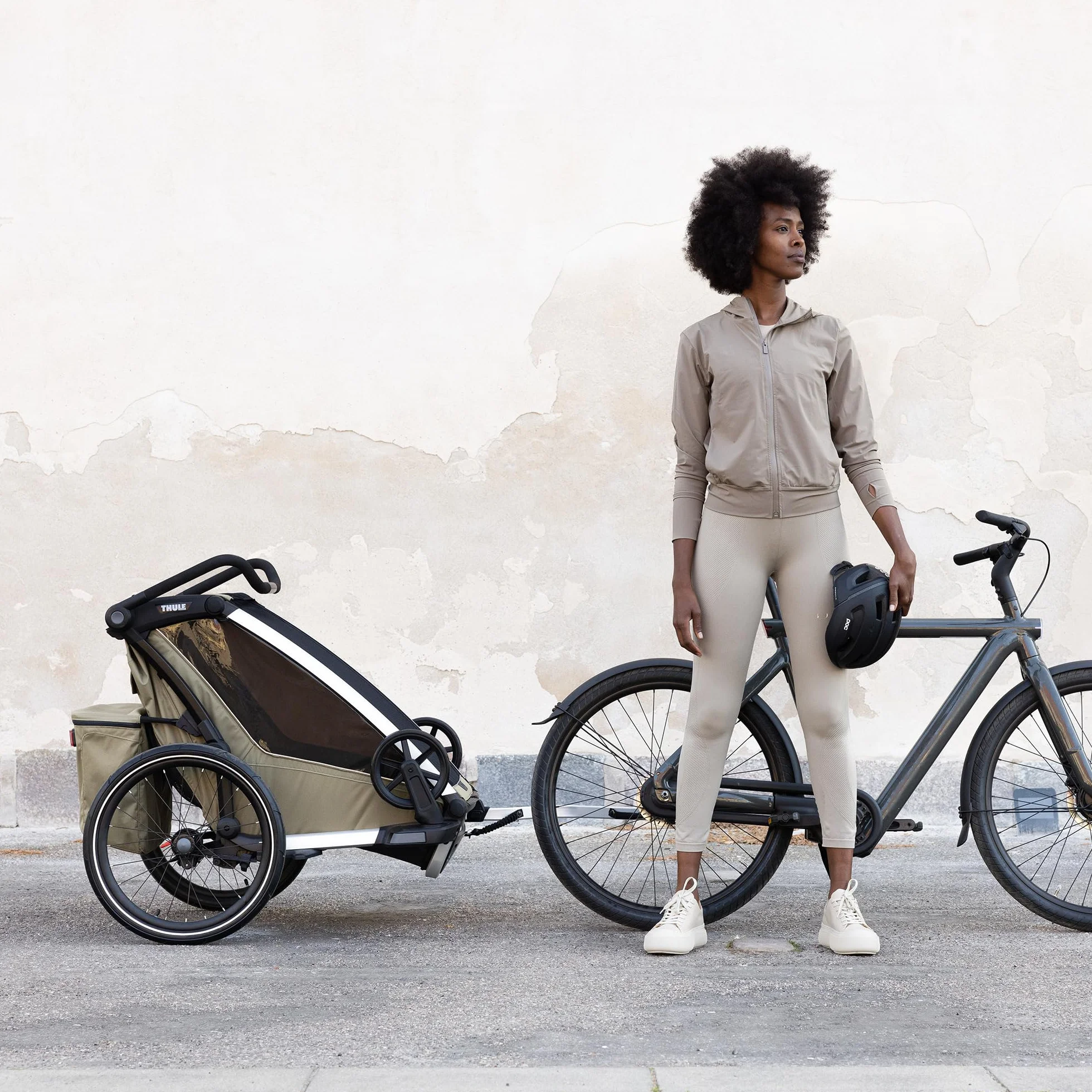 Thule Chariot Cross 2 Rimorchio Multisportivo Da Bici Faded khaki, Double