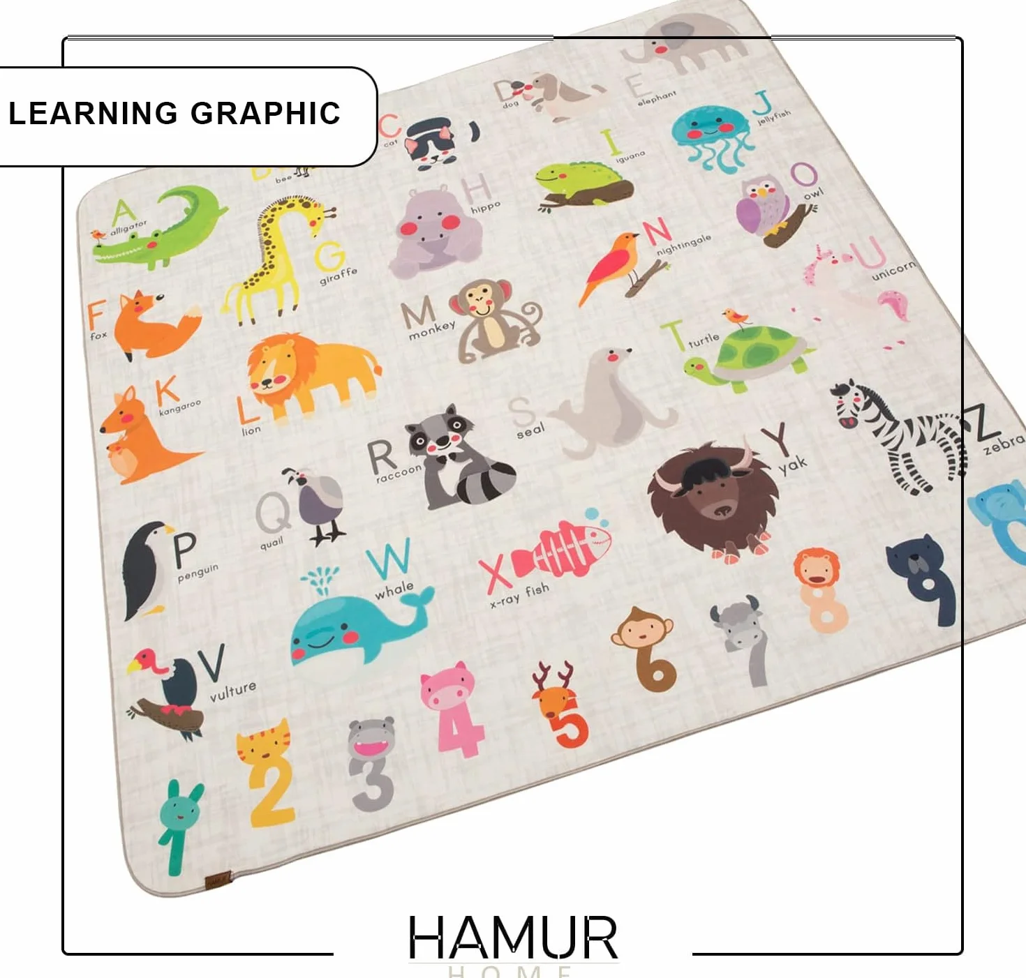 HAMUR HOME Tappeto Da Gioco Per Bebè Tappeto Da Gioco Antiscivolo Tappeto Per Gattonare Pieghevole 150 X 150 Cm Per Camerette Stanze Dei Giochi Lavatrici Tappetino (Animali)