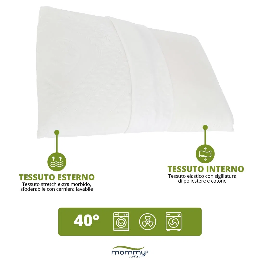 Cuscino Bambini Viscoelastico 70X35X6 Ergonomico Traspirante Ipoallergenico Morbido Lavabile Supporto Cervicale Età 2 a 8 Anni Per Lettino E Letto Singolo 90X190 Oeko Tex