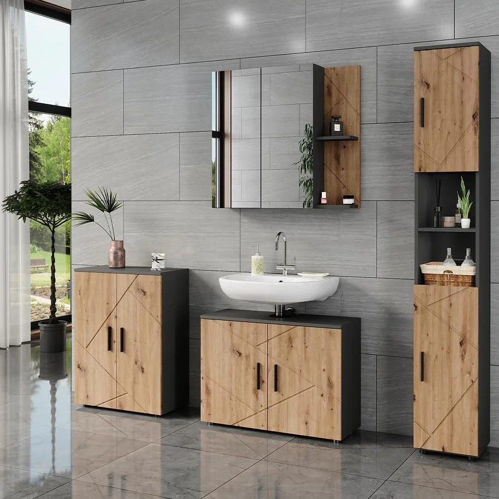 Vicco Fasciatoio Irma 60 x 97 cm Antracite/Rovere dorato con unità di cambio