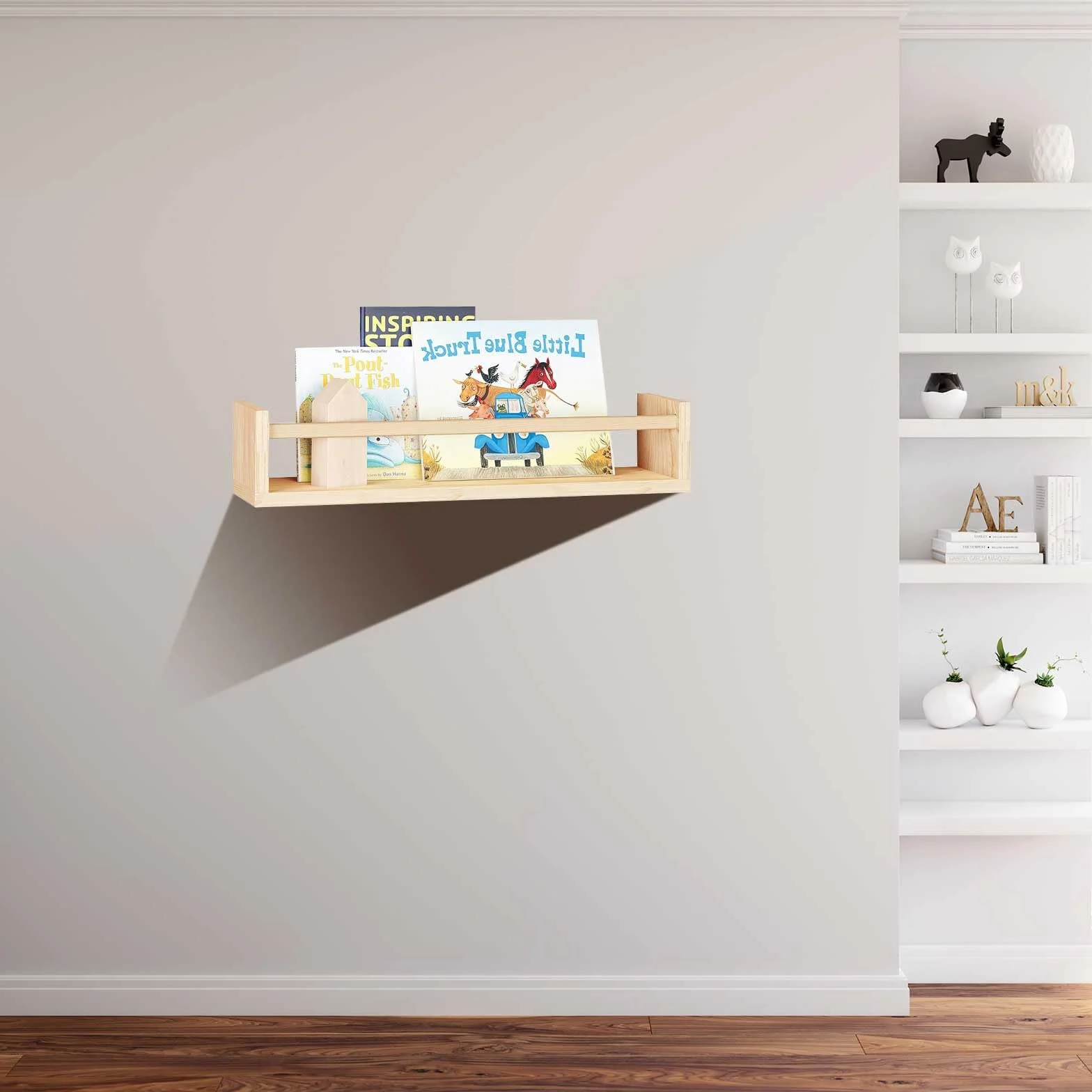 Libreria sospesa parete legno massiccio 41,5 cm set 3 pezzi per cameretta bambini