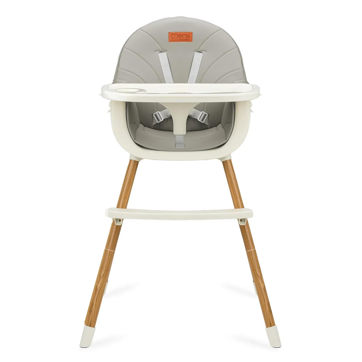 MoMi Seggiolone Pappa Evolutivo 3 in 1 - Sedia Evolutiva per Bambini da 6 a 36 Mesi - Cinture di sicurezza, Rivestimento in ecopelle, Poggiapiedi, Portabicchiere, Gioco con Ventosa - Grigio