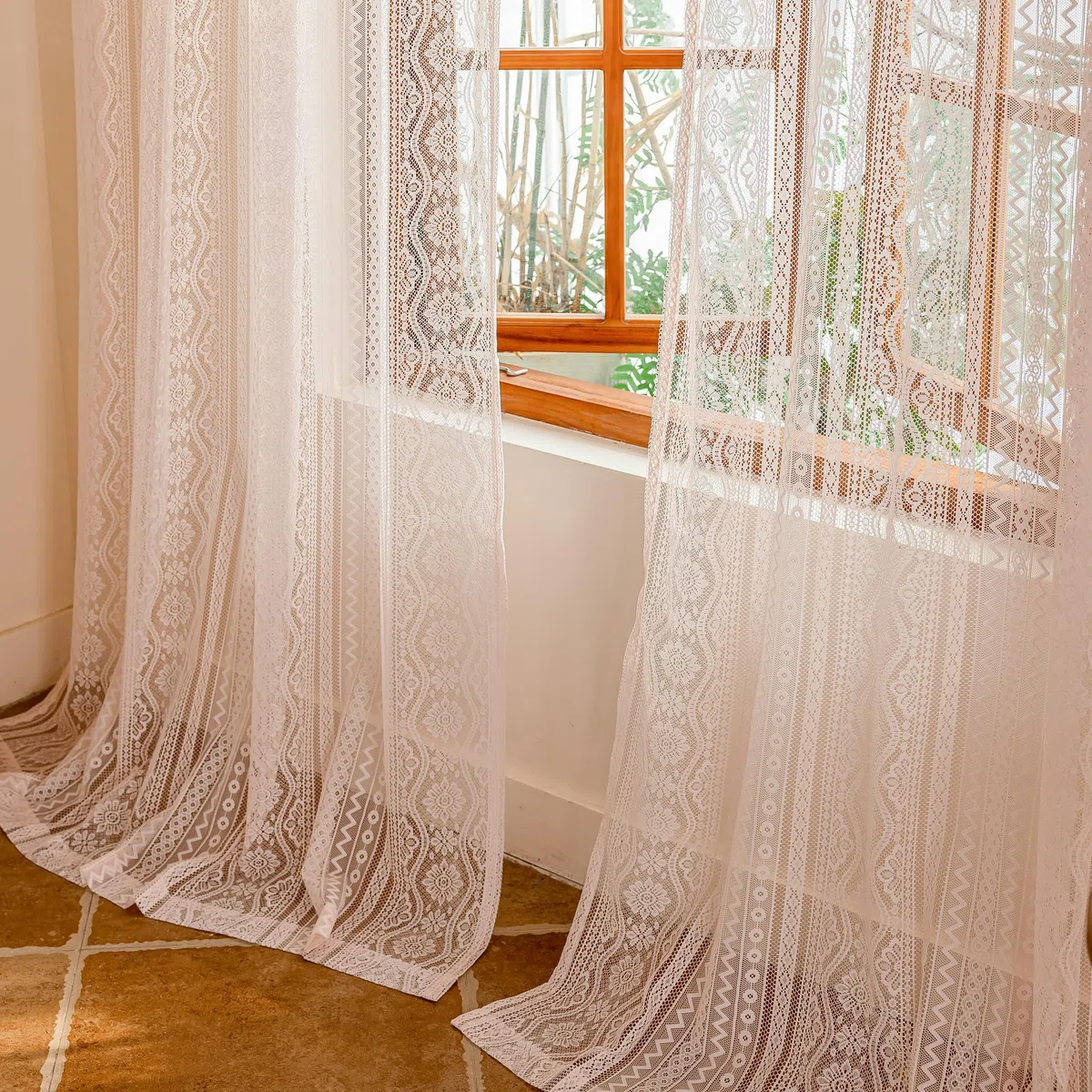 MYSKY HOME - Tende in pizzo per camera dei bambini per ragazze — Tende rosa per soggiorno e camera da letto, trasparenti, stile rustico, con tasca per asta, set da 2 pezzi, colore: rosa, 260 x 140 cm