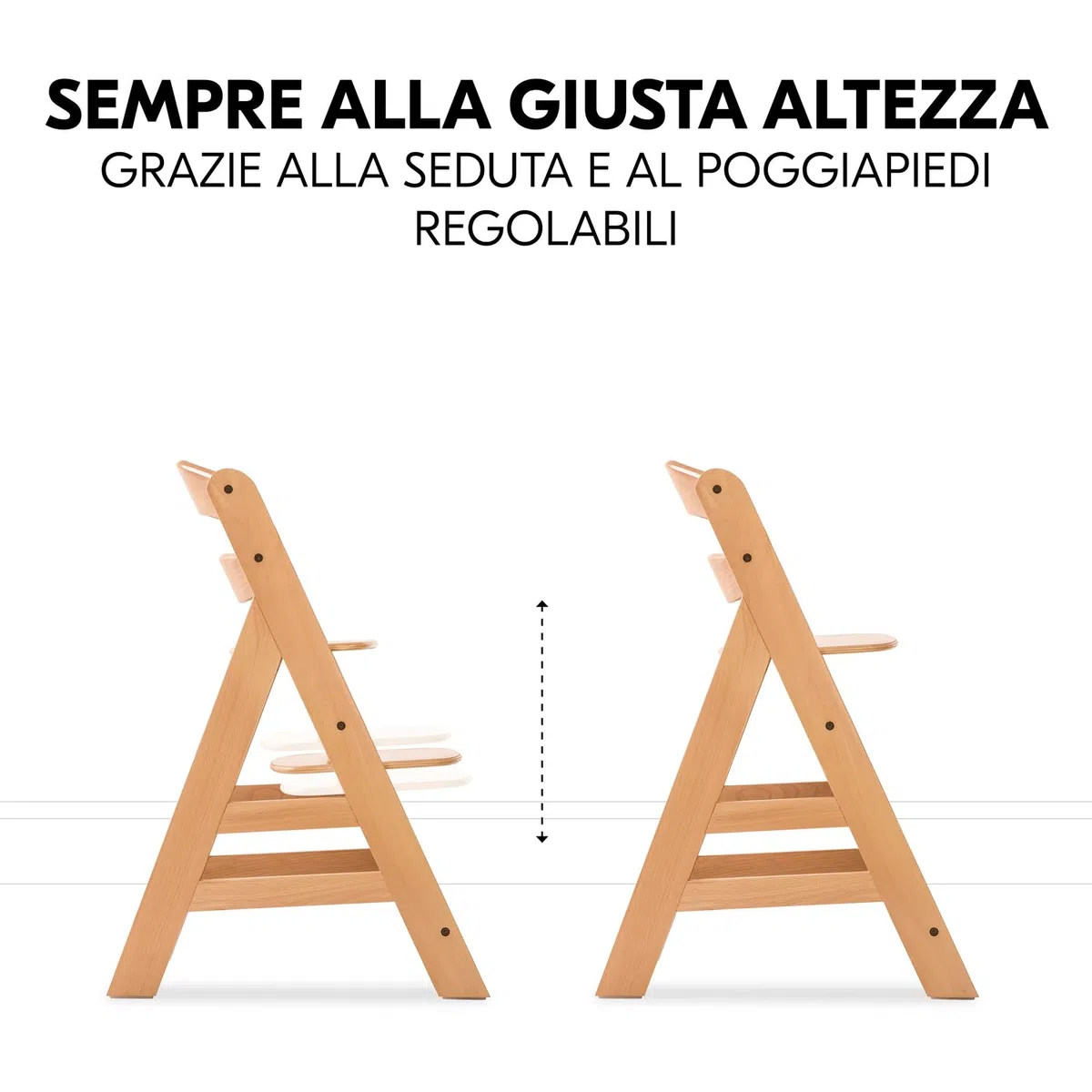hauck Alpha Newborn Set Pre, Nature Grey - Seggiolone Pappa con Seduta Neonato dalla Nascita e Sedia Evolutiva in Legno di Faggio fino a 90 kg con Cintura Spartigambe e 5 Punti, Barra Protettiva