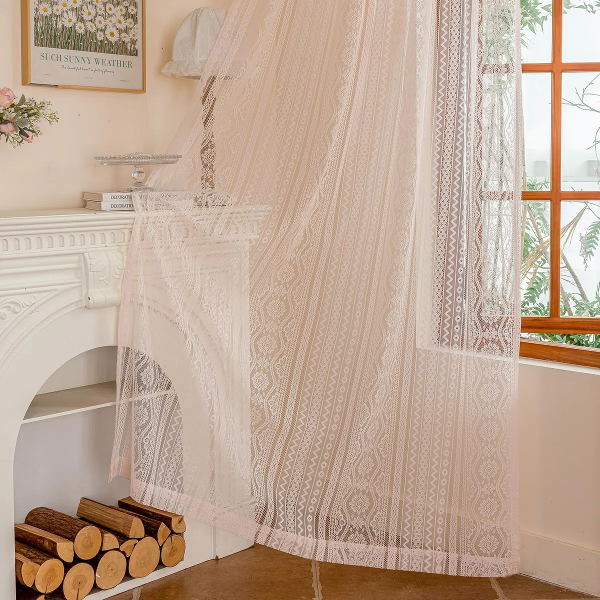 MYSKY HOME - Tende in pizzo per camera dei bambini per ragazze — Tende rosa per soggiorno e camera da letto, trasparenti, stile rustico, con tasca per asta, set da 2 pezzi, colore: rosa, 260 x 140 cm