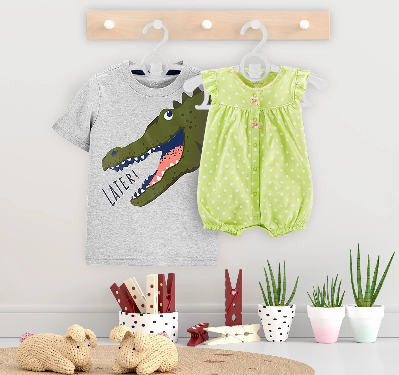 Anstore Grucce per bambini Antiscivolo Plastica Appendini impilabili Set 20, grigio