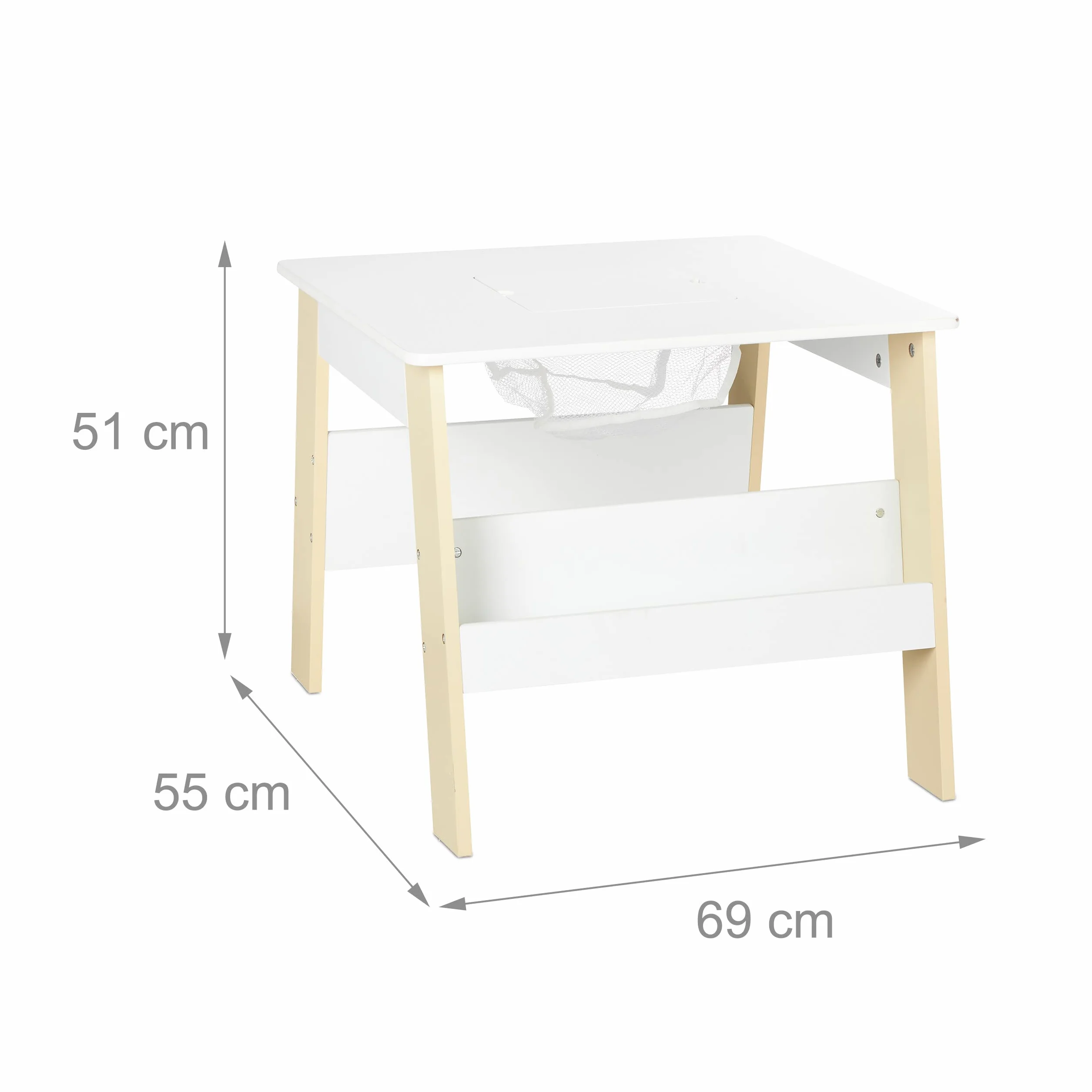 Relaxdays Tavolino con 2 Sedie per Bambini, Scomparto per Libri, Bianco Beige