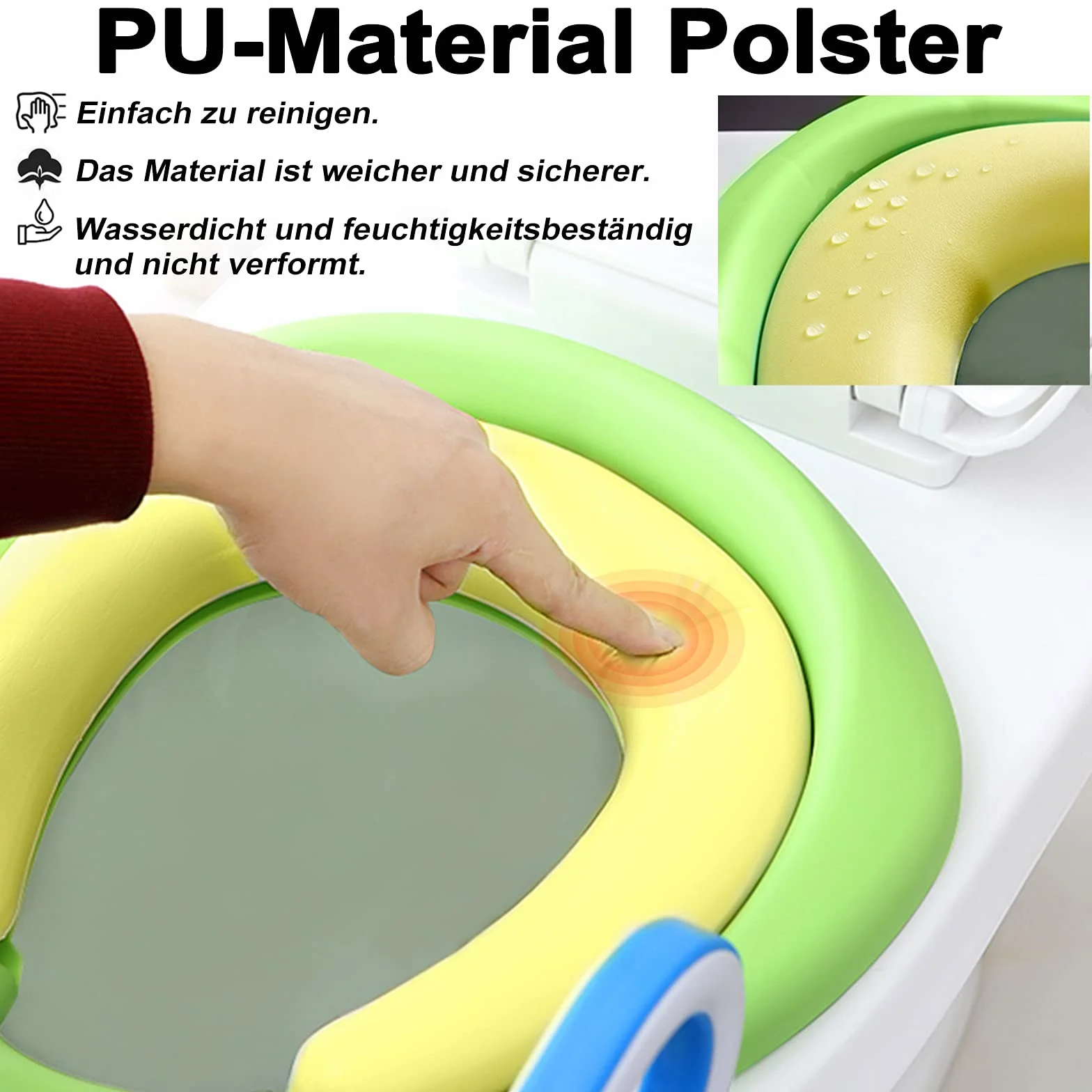 Sedile per WC per Bambini con Scale, Aufun Toilet Trainer Scaletta Pieghevole Vasino per Apprendimento con Scale Sedile per WC per Bambini con Cuscino Imbottito in PU e Manici per Vasino(Blu e verde)