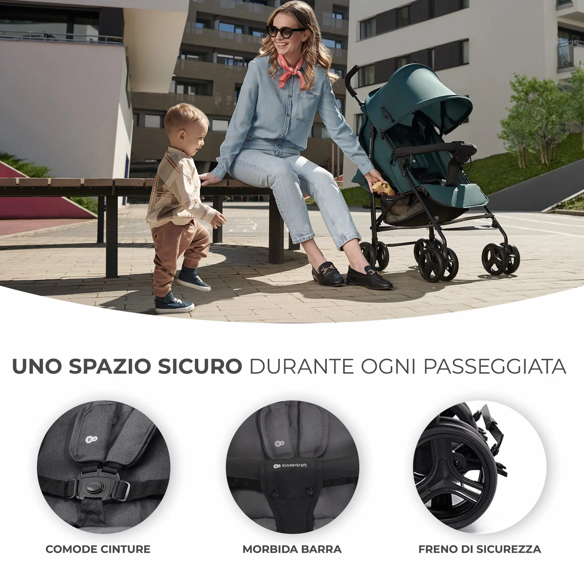 Kinderkraft TIK Passeggino Leggero e Compatto 6,5 kg, Pieghevole, Reclinabile, fino a 15 kg, Grigio