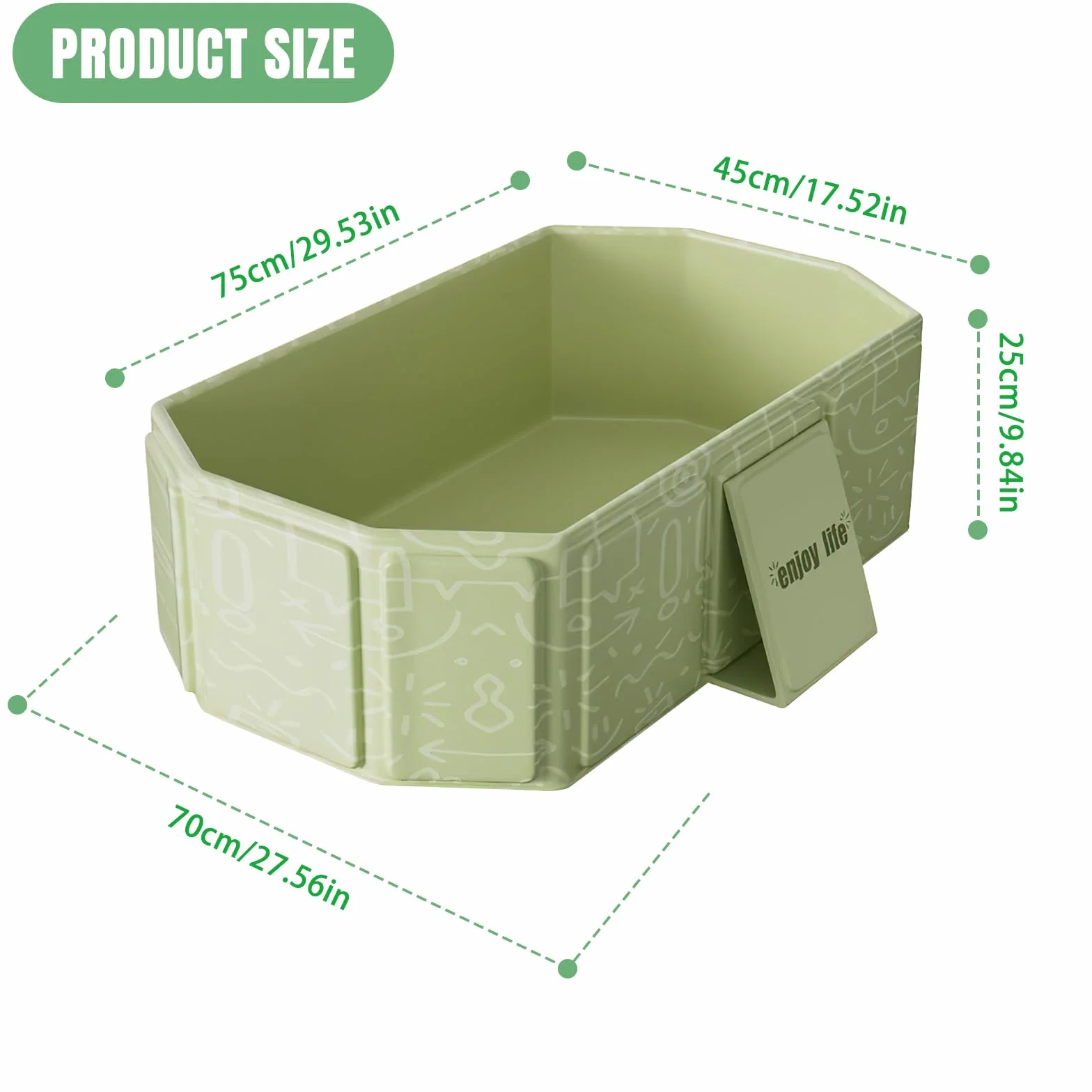 Vasca da bagno pieghevole, Vaschetta portatile per bambini – Salvaspazio e leggera, Con tappo di scarico, Vasca multifunzione per bambini 0-8 anni, Verde
