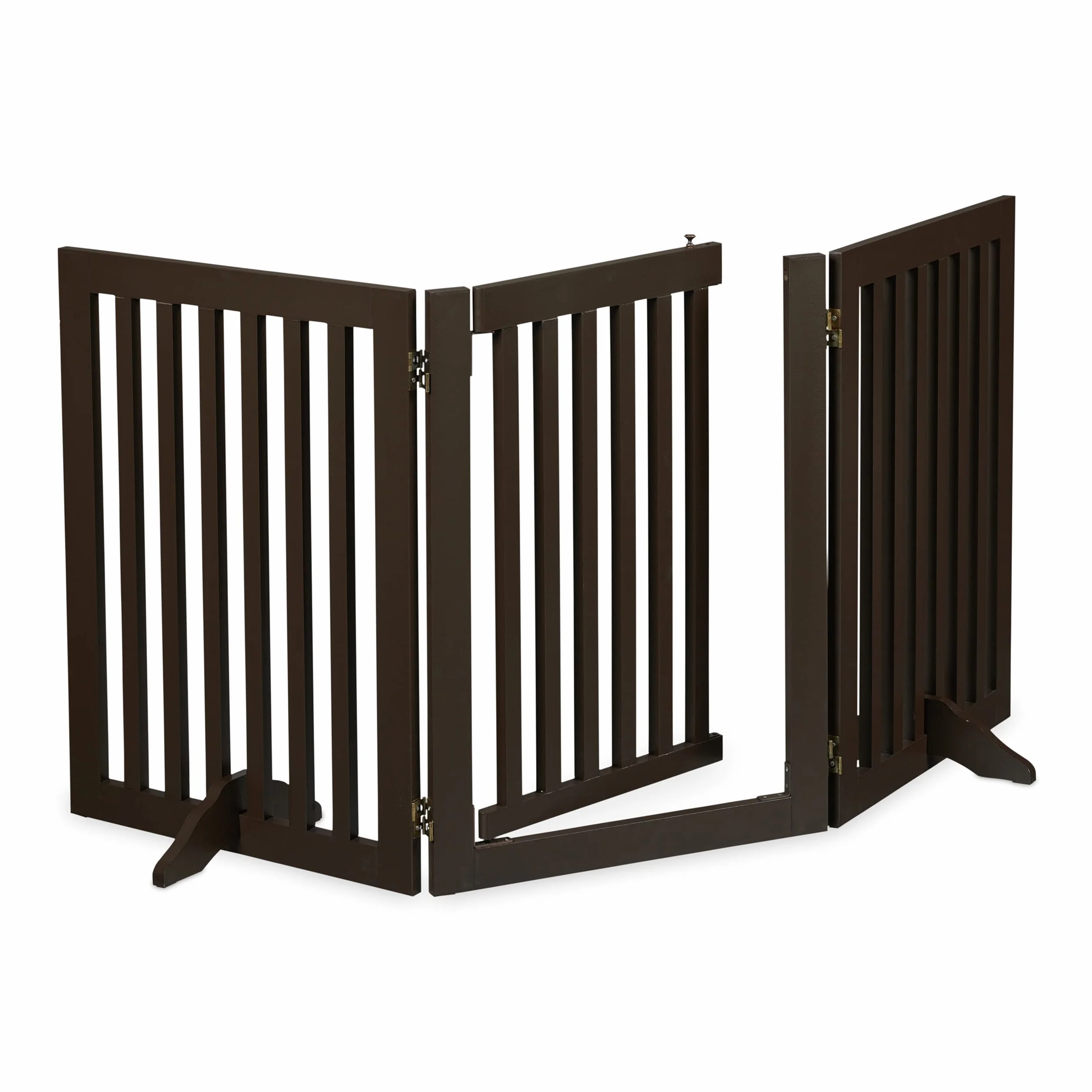 Relaxdays Cancelletto Animali, Barriera per Cani e Gatti, 3 Pannelli, Recinzione per Scale, MDF, 70x154 cm, Marrone