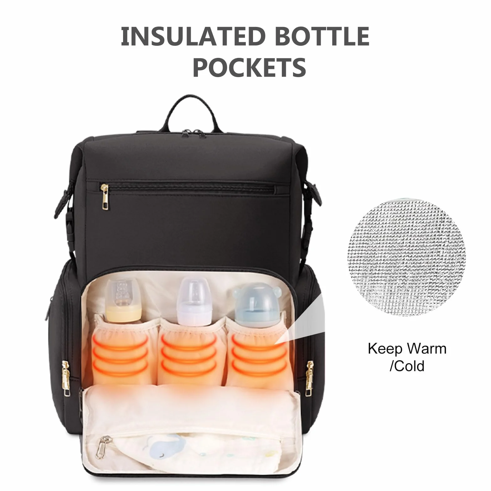 CEI-CEI Zaini Fasciatoio per Neonati Borsa Multifunzione Impermeabile in Neoprene con Tasca Isolata Zaino per Pannolini da Viaggio con Portabebè Integrato