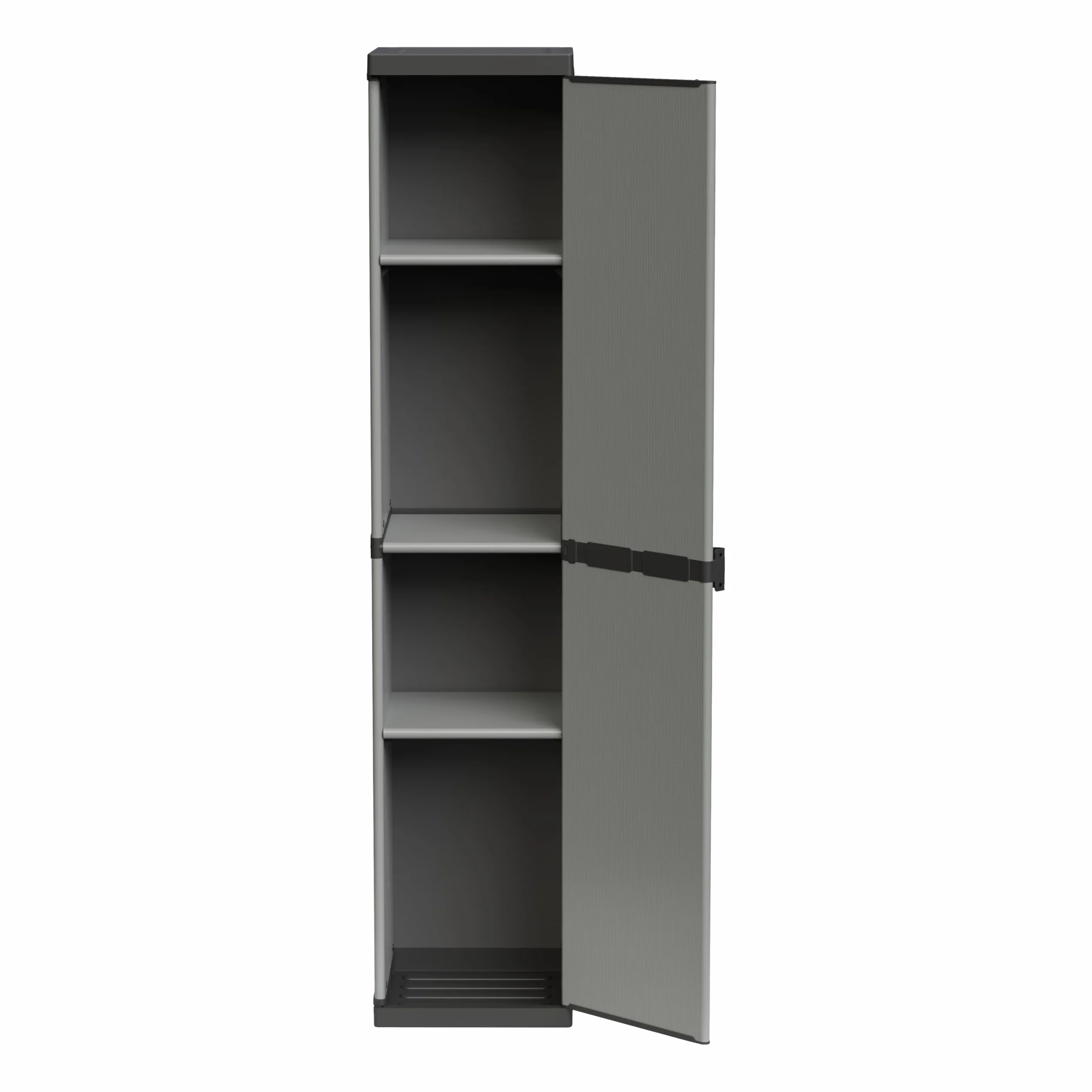 Adventa Armadio in Resina PVC e PP 1 Anta 3 Ripiani 34x38x165 cm Grigio Nero