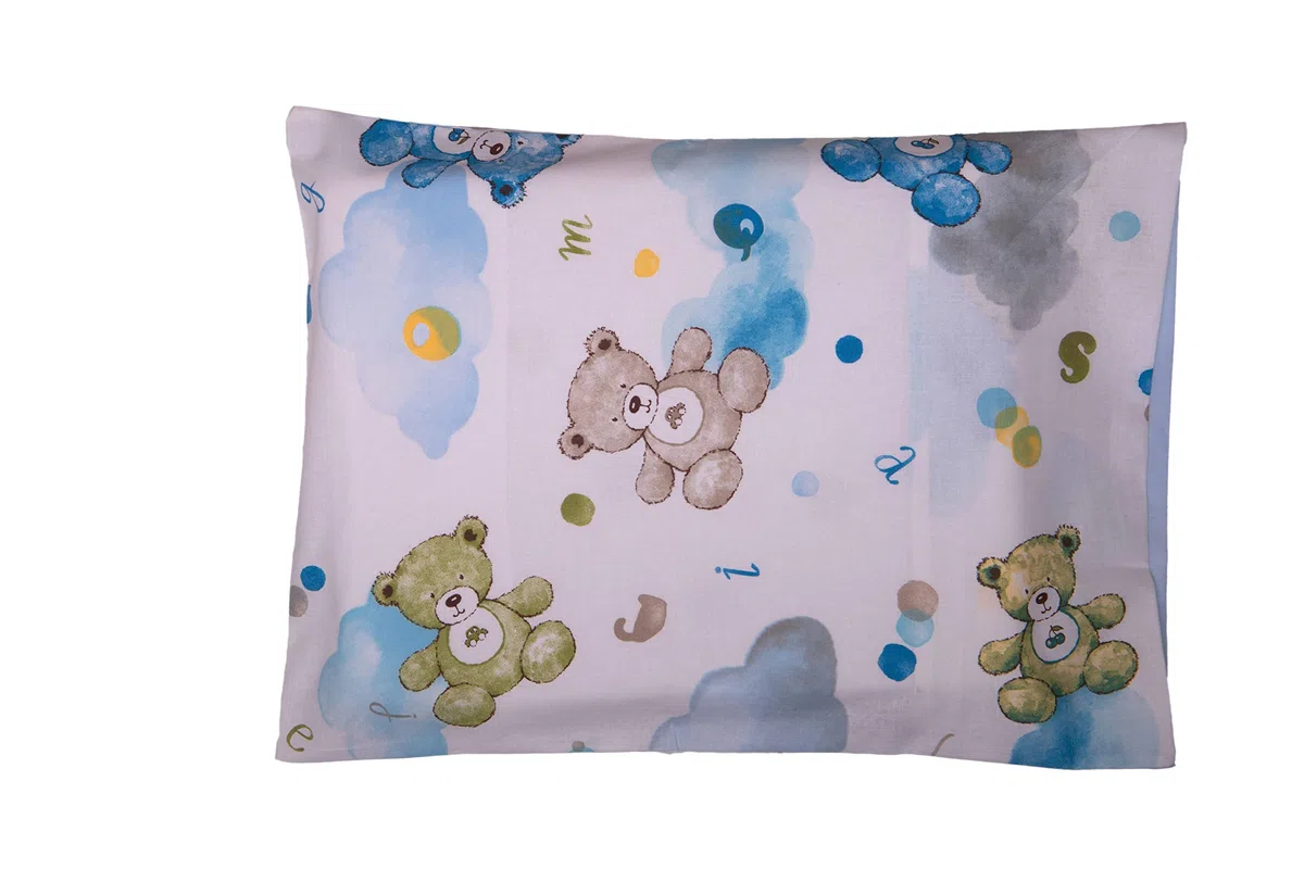 Completo lenzuoline lenzuolini set lenzuola stampa fantasia 100% cotone made in italy per lettino lettino con sbarre bimbo bimba bimbi neonato bebe LETTINO ORSETTI AZZURRO