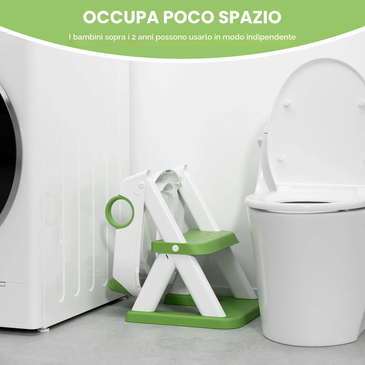 COOSEYA Riduttore Wc Bambini A Forma Di Rana,2 In 1 Vasino Con Scaletta Per Bambini Wc,Tappetino Impermeabile E Sgabello Antiscivolo,Verde