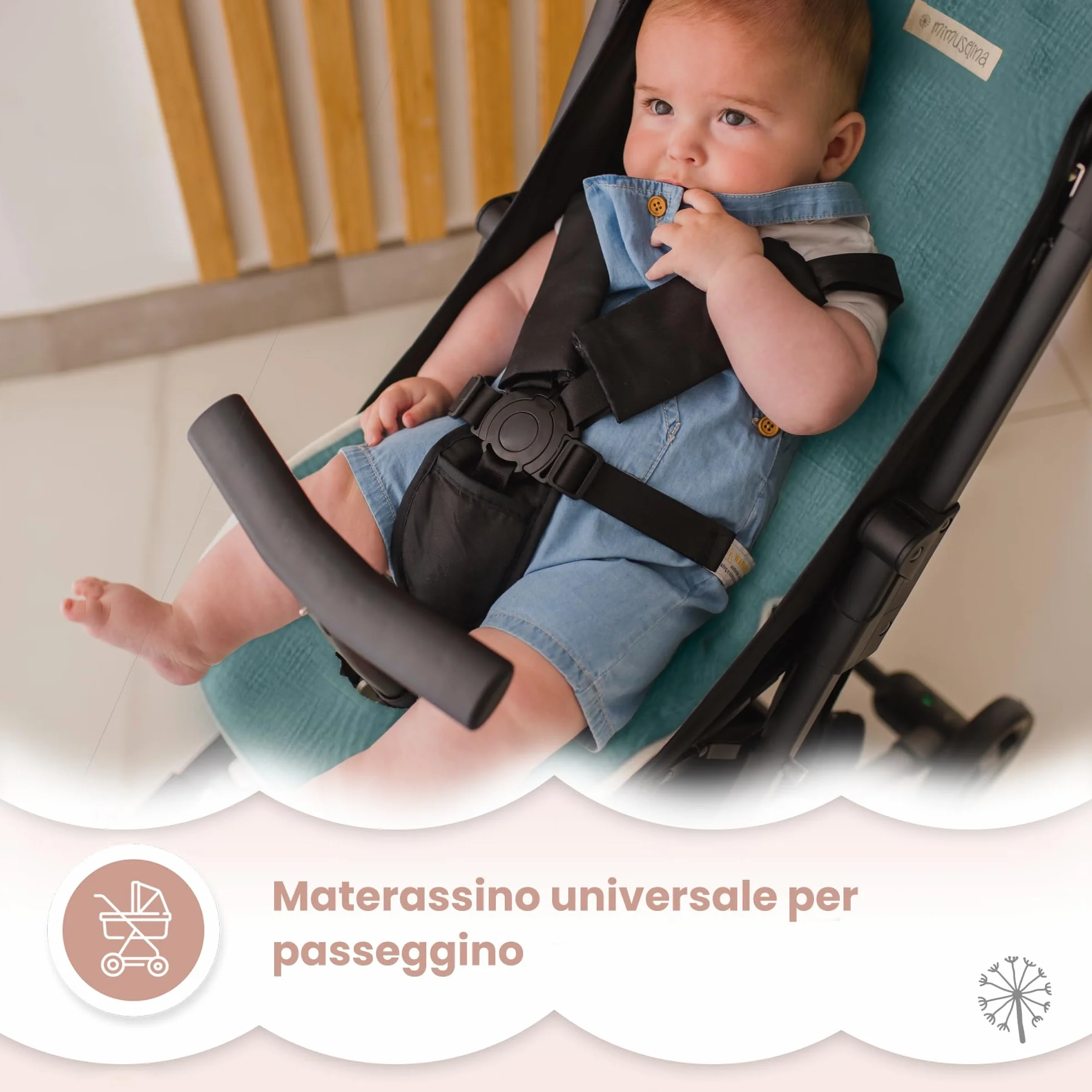 MIMUSELINA Materassino Passeggino Universale 100% Cotone OEKO-TEX 34×84 cm Traspirante Lavabile