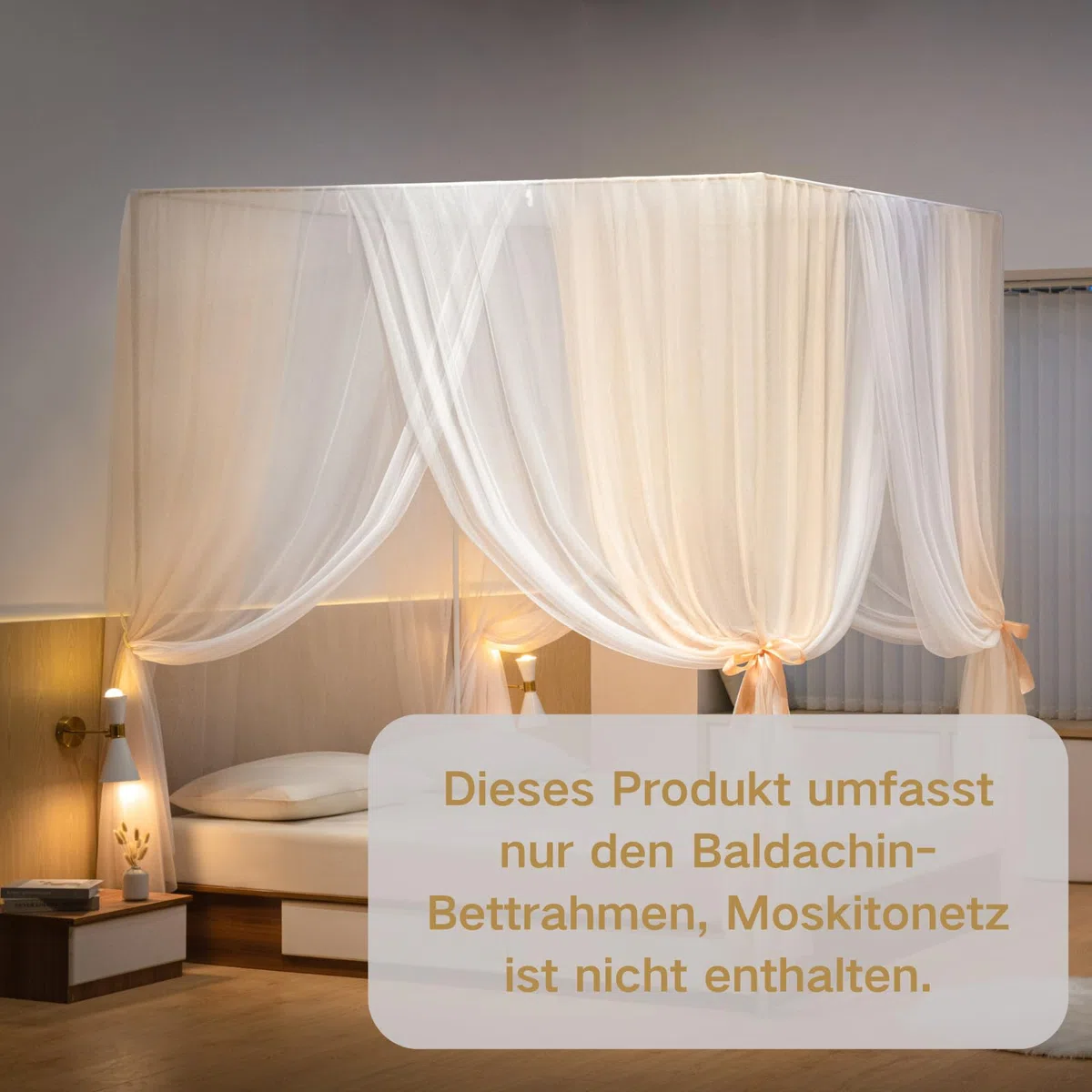 Beautyao Telaio per baldacchino e letto, 100 x 200 cm, bianco, zanzariera, canopy, quattro poster, angolo