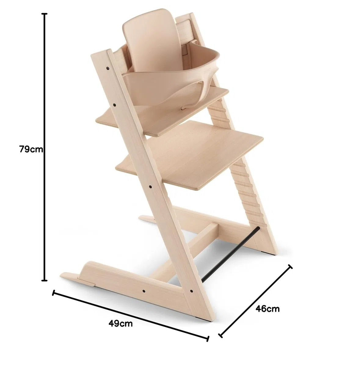 Seggiolone Tripp Trapp di Stokke con Baby Set, Natural - Sedia regolabile ed evolutiva per bambini e adulti - Design ergonomico e classico
