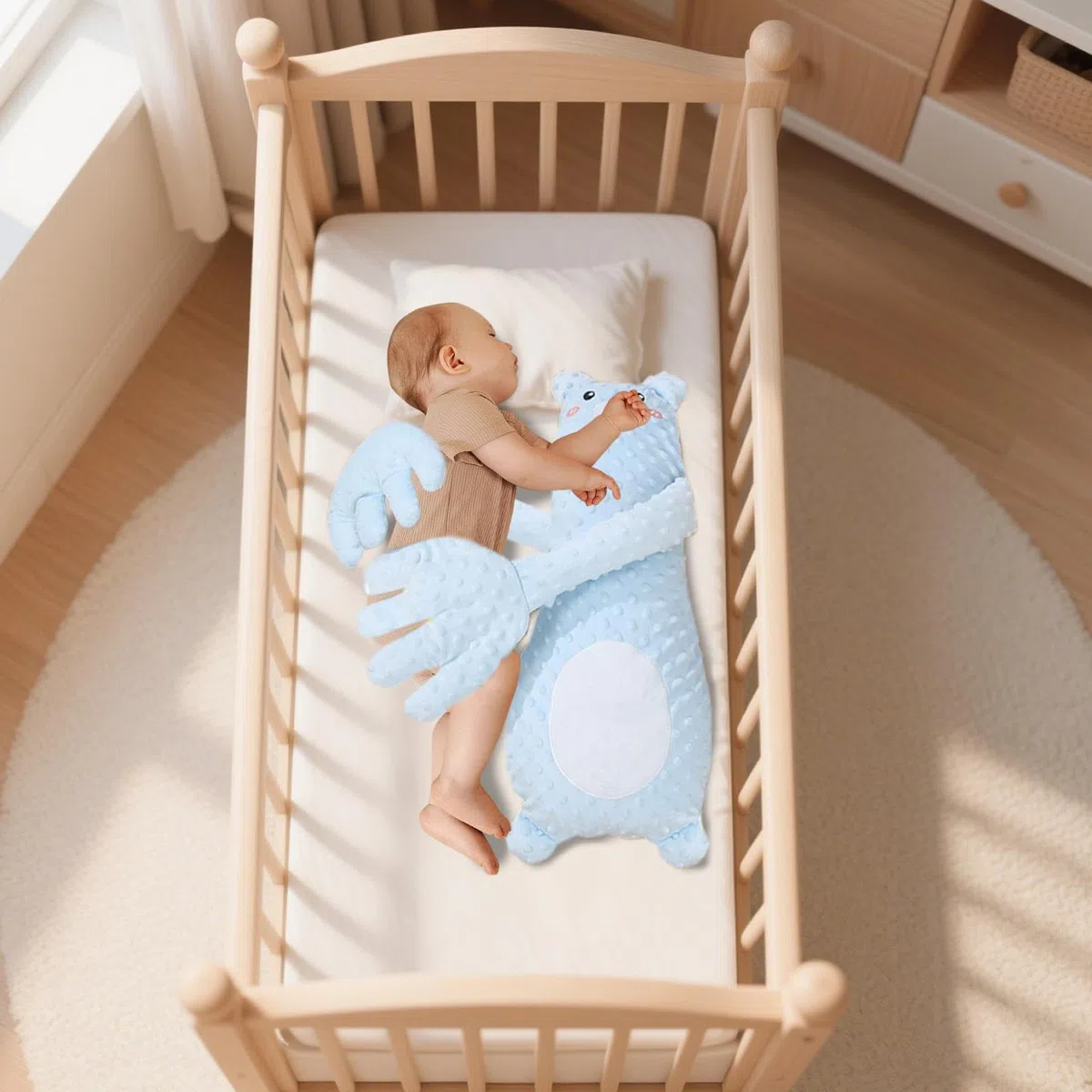 Cuscino lenitivo per bambini con telecomando, morbido aiuto per il sonno delle mani, cuscino ergonomico per pisolini, allattamento e allenamento del sonno, ciuccio calmante per culla, viaggi e uso