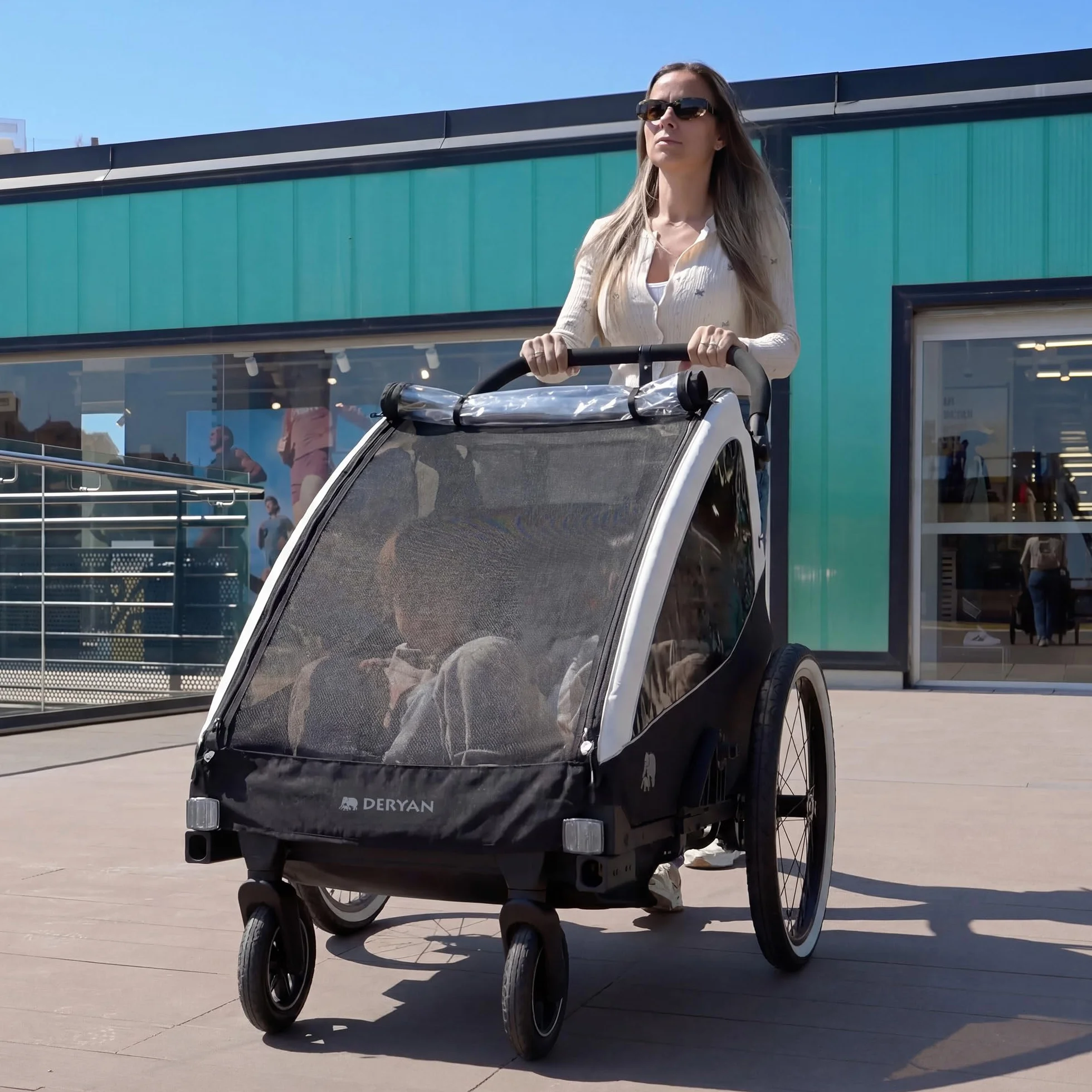 Rimorchio per Bicicletta e Passeggino Deryan