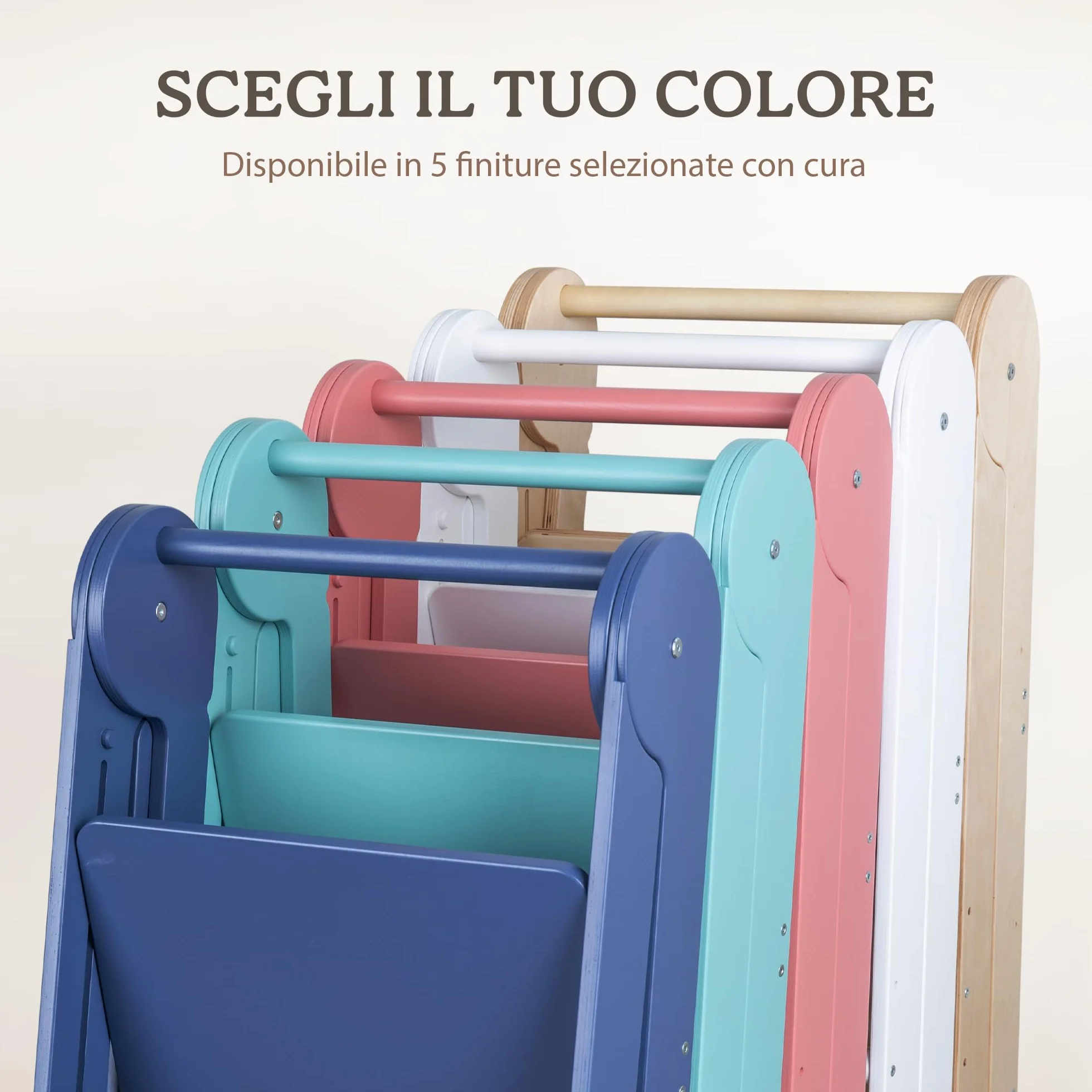 TOYBOX Torre Montessoriana Pieghevole, Learning Tower, Legno Naturale