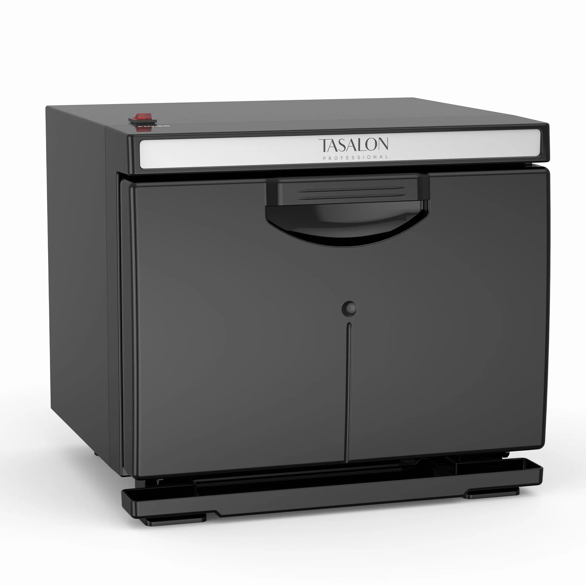 TASALON Scatola scaldasalviette da 8 litri, camera interna in alluminio, vassoio rimovibile, riscaldamento rapido per salone di bellezza e massaggio, nero