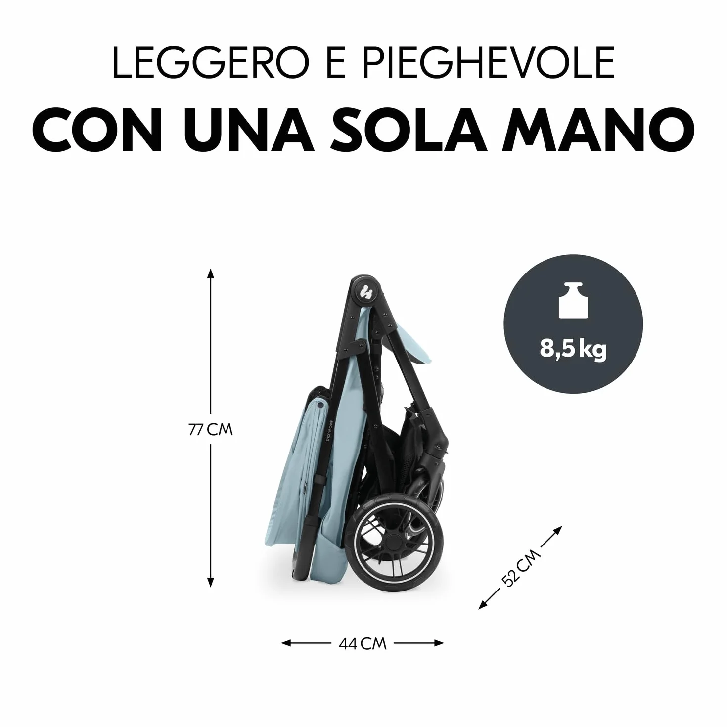 Hauck Passeggino Leggero Shop N Care Reclinabile UPF 50+ Cesto XL Dusty Blu