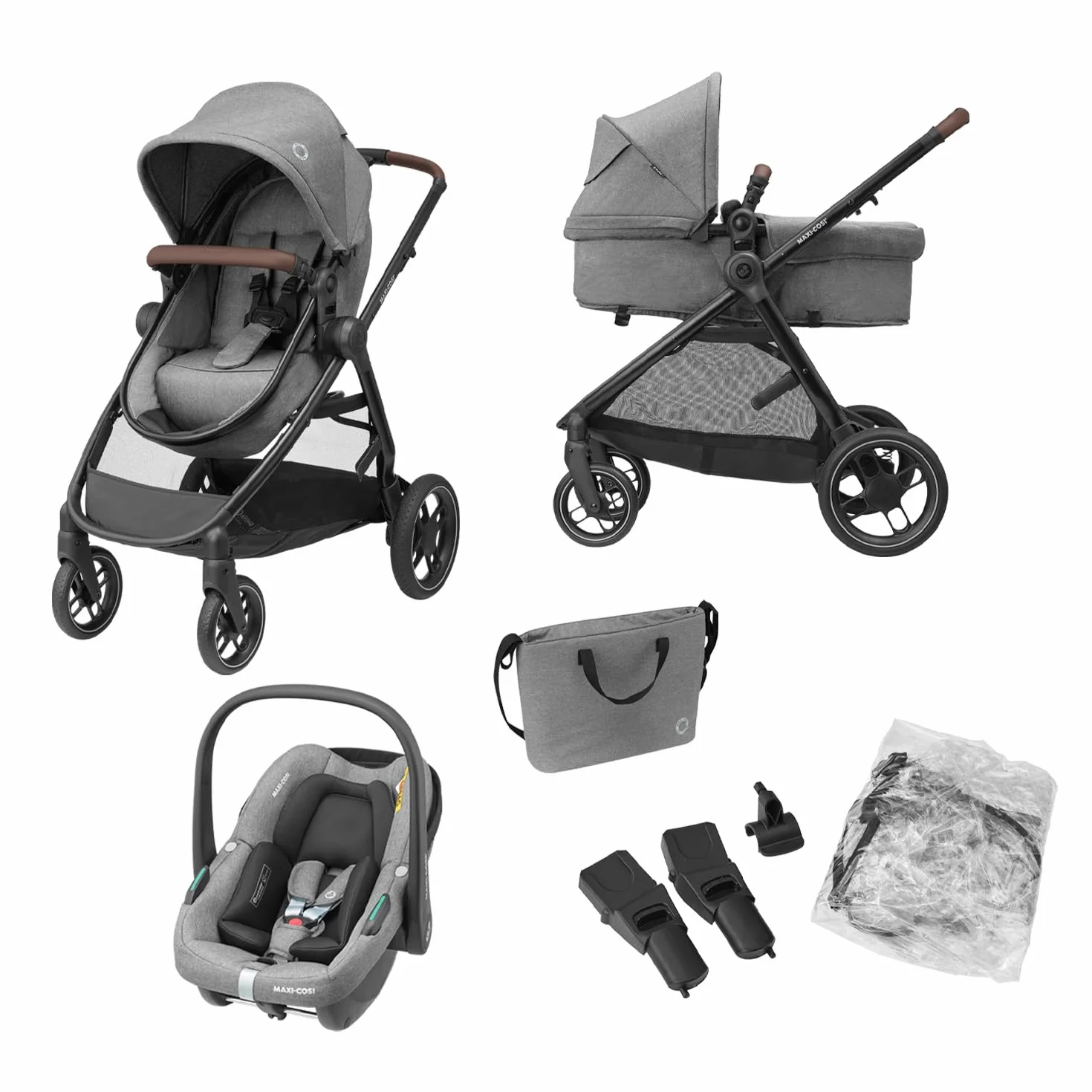 Maxi-Cosi Zelia S Trio 3 w 1 Passeggino neonati 0-4 anni 22 kg Grigio