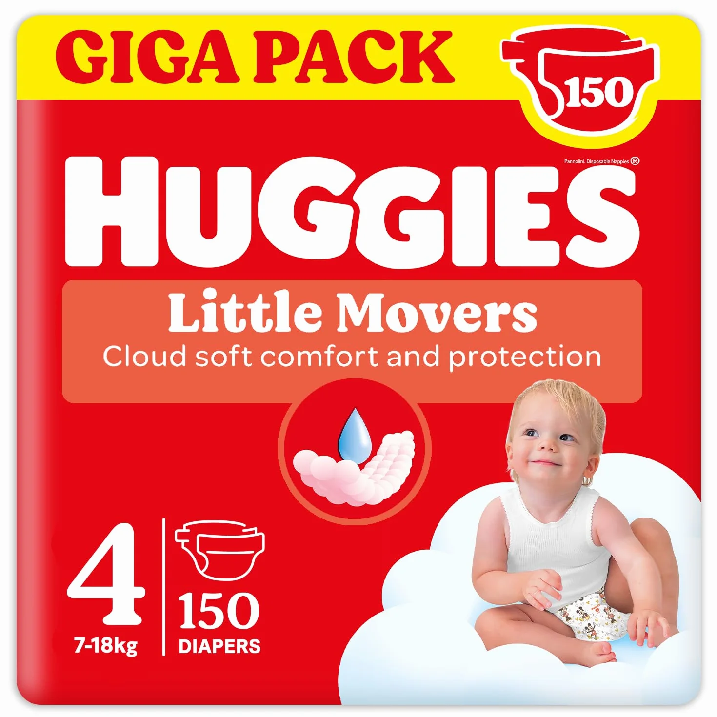 Huggies Pannolini Little Movers Taglia 4 (7-18 Kg) Gigapack 150 sztuk