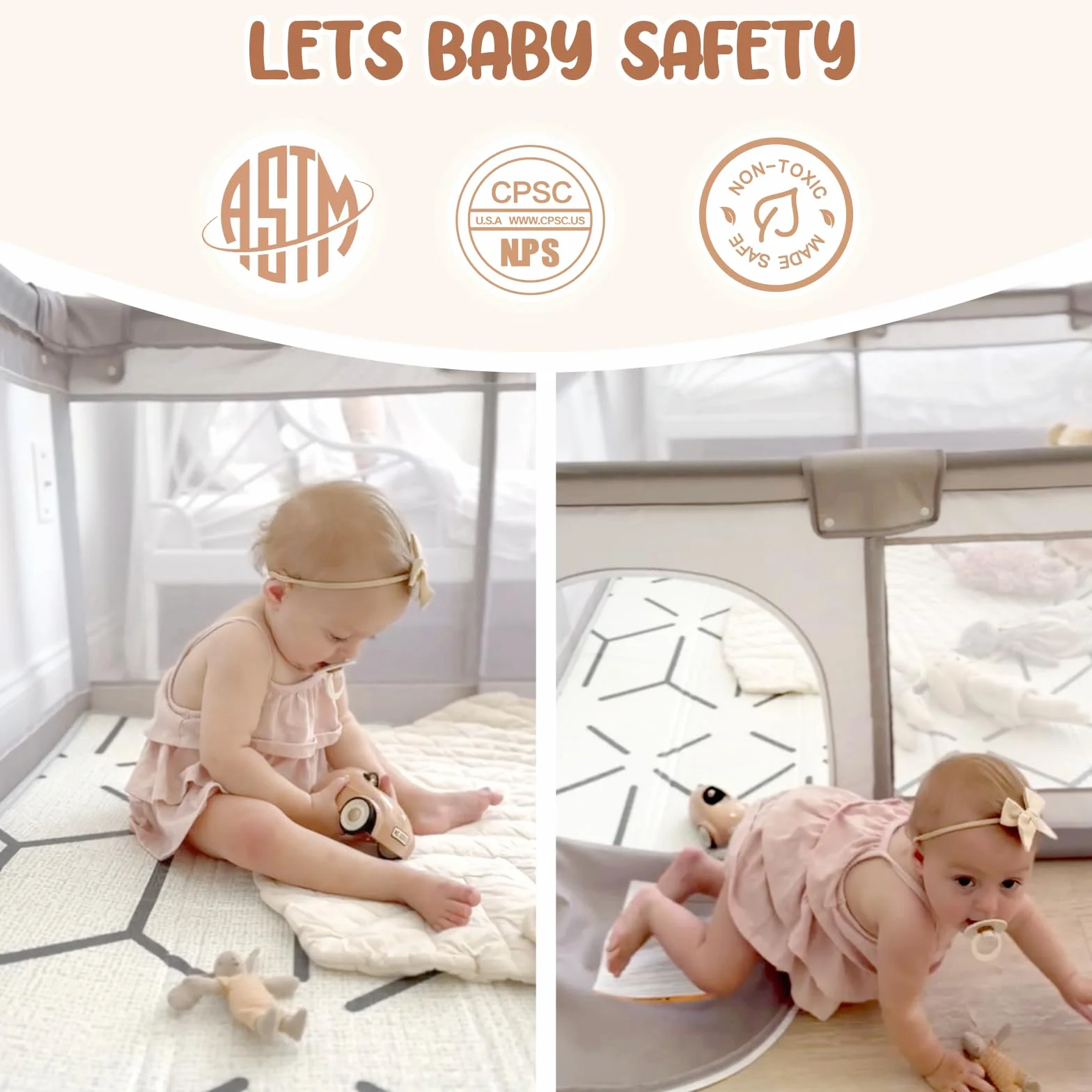 Box Bambini 120x120cm Recinto Neonato con Tappeto Materassino e 2 Maniglie