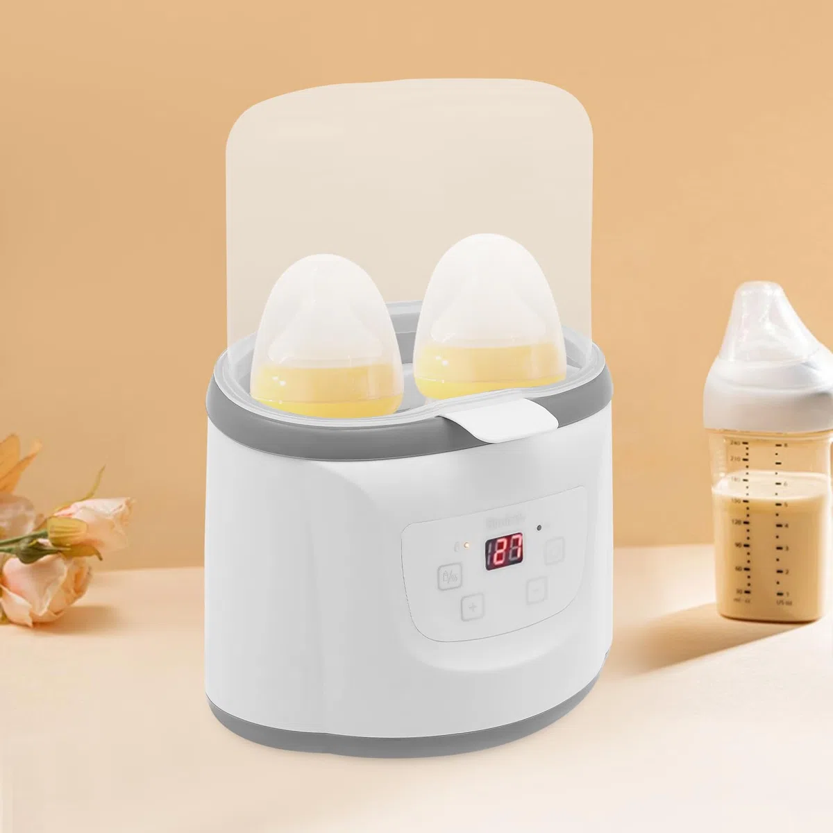 Scaldabiberon Baby 6 in 1, sterilizzatore per biberon con controllo della temperatura, protezione di spegnimento e display a LED, funzione di mantenimento del calore, scongelamento per famiglie,
