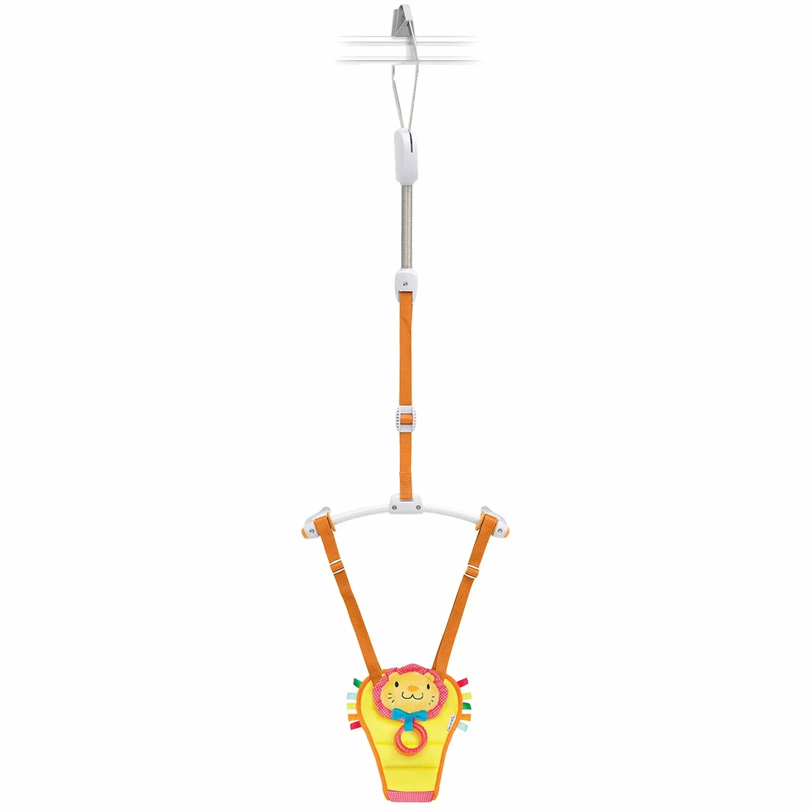 Munchkin Bounce & Play Saltatore per bebé da montare sulla cornice della porta, Altalena regolabile da porta per bambini, Seduta imbottita con anelli per dentizione e naso sonoro
