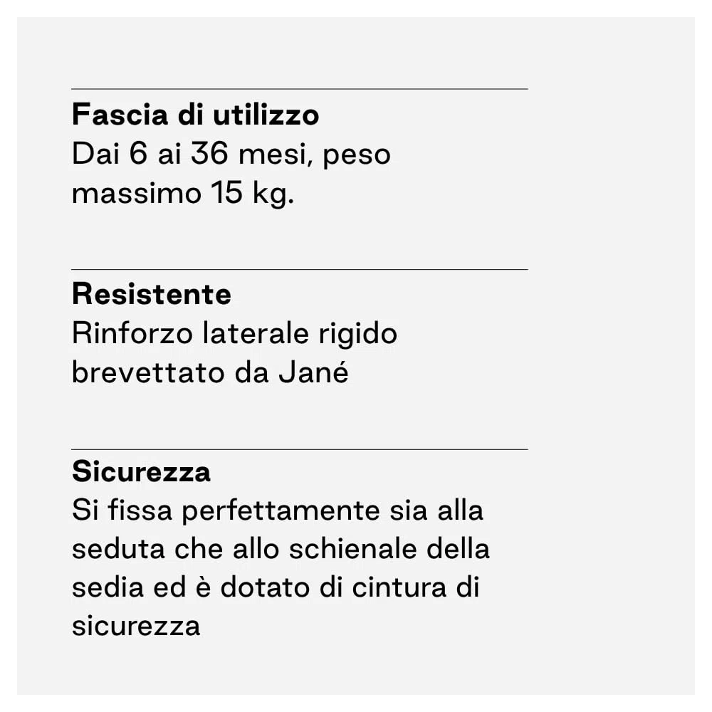 Jané Booster Seat Rialzo Sedia Bambino, Seggiolino Pappa da Viaggio con Vano Interno, Fissaggio Sicuro, Fino a 15 kg, Blu