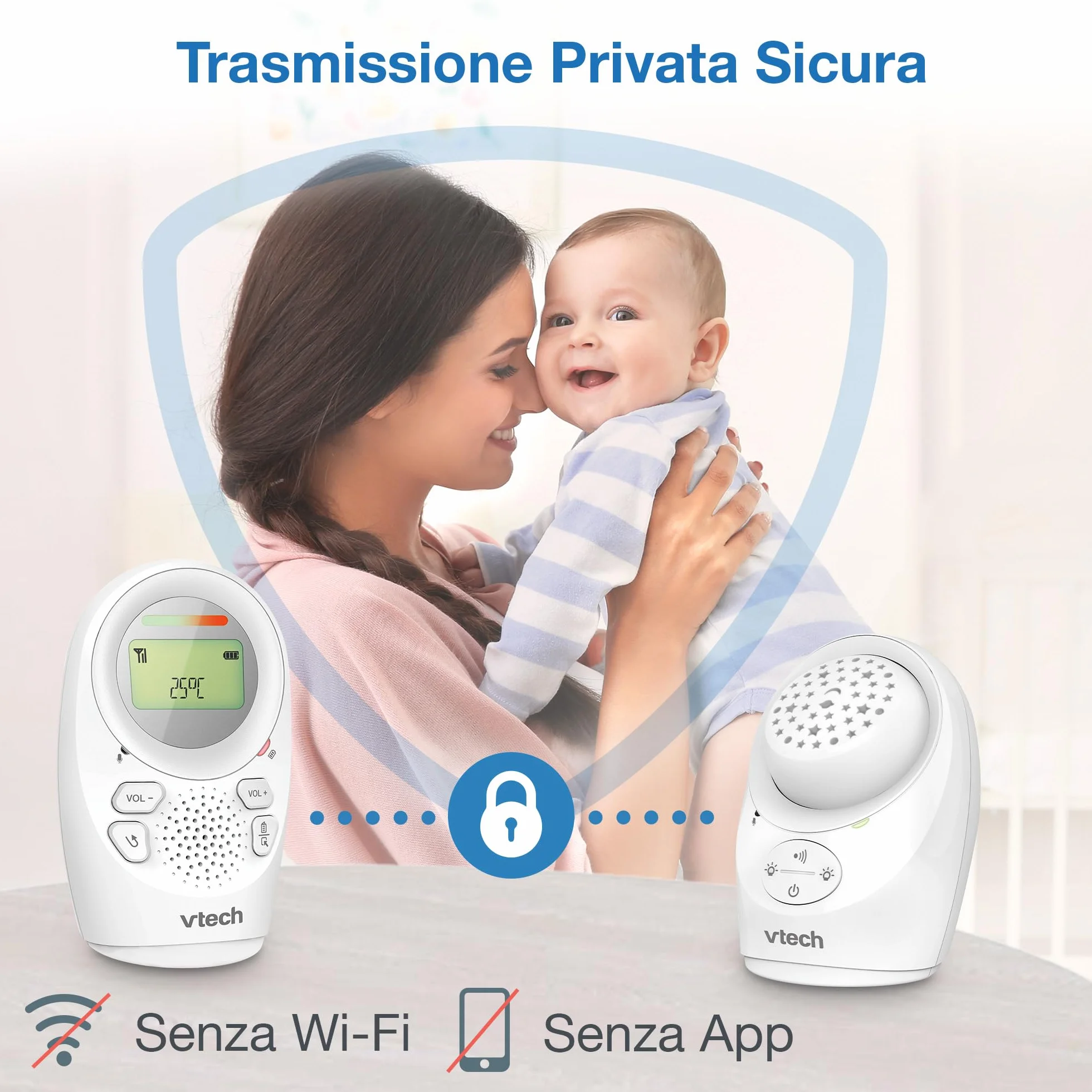 VTech DM1212 Baby Audio Monitor, 460 m Range, 8 Hours Battery, Projection Night Light, Lullabies, Bidirectional
