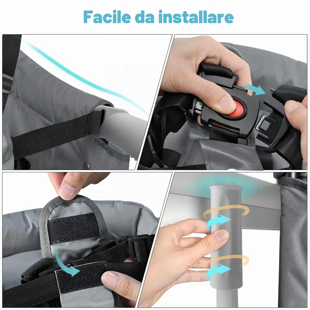 UISEBRT Seggiolino da Tavolo Pieghevole, Seggiolone per Bambini con Altezza Regolabile, Seggiolino con Morsetto Antiscivolo e Cintura di Sicurezza, Seggiolone Portatile per Bambini per Viaggi e Casa