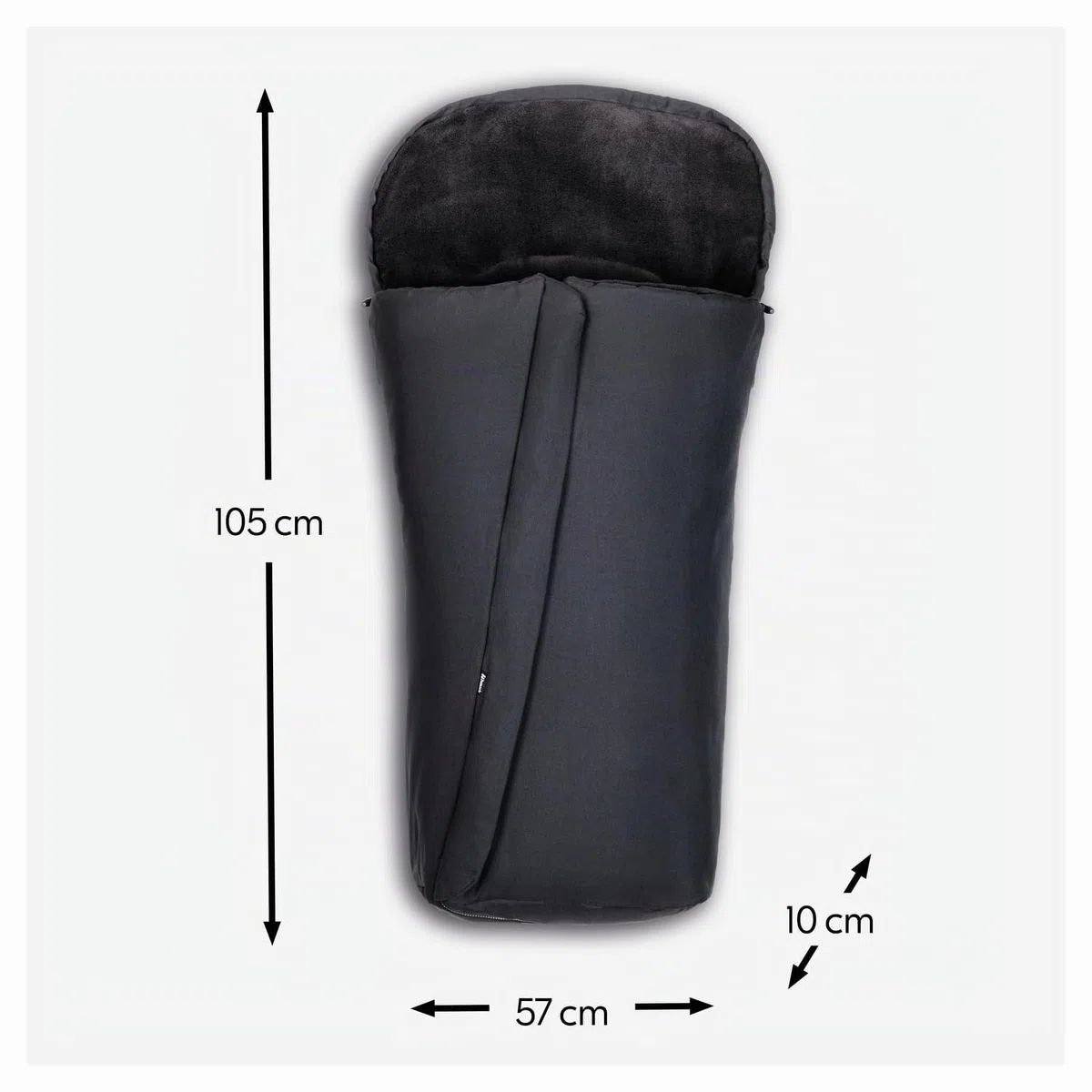 hauck Sacco Passeggino Universale, Nero - 105 x 57 x 10 cm, Caldo e Antivento con Interno in Pile, Cerniera a 2 Vie, Antiscivolo, Lavabile, Arrotolabile in una Borsa, dalla Nascita fino a 3 Anni