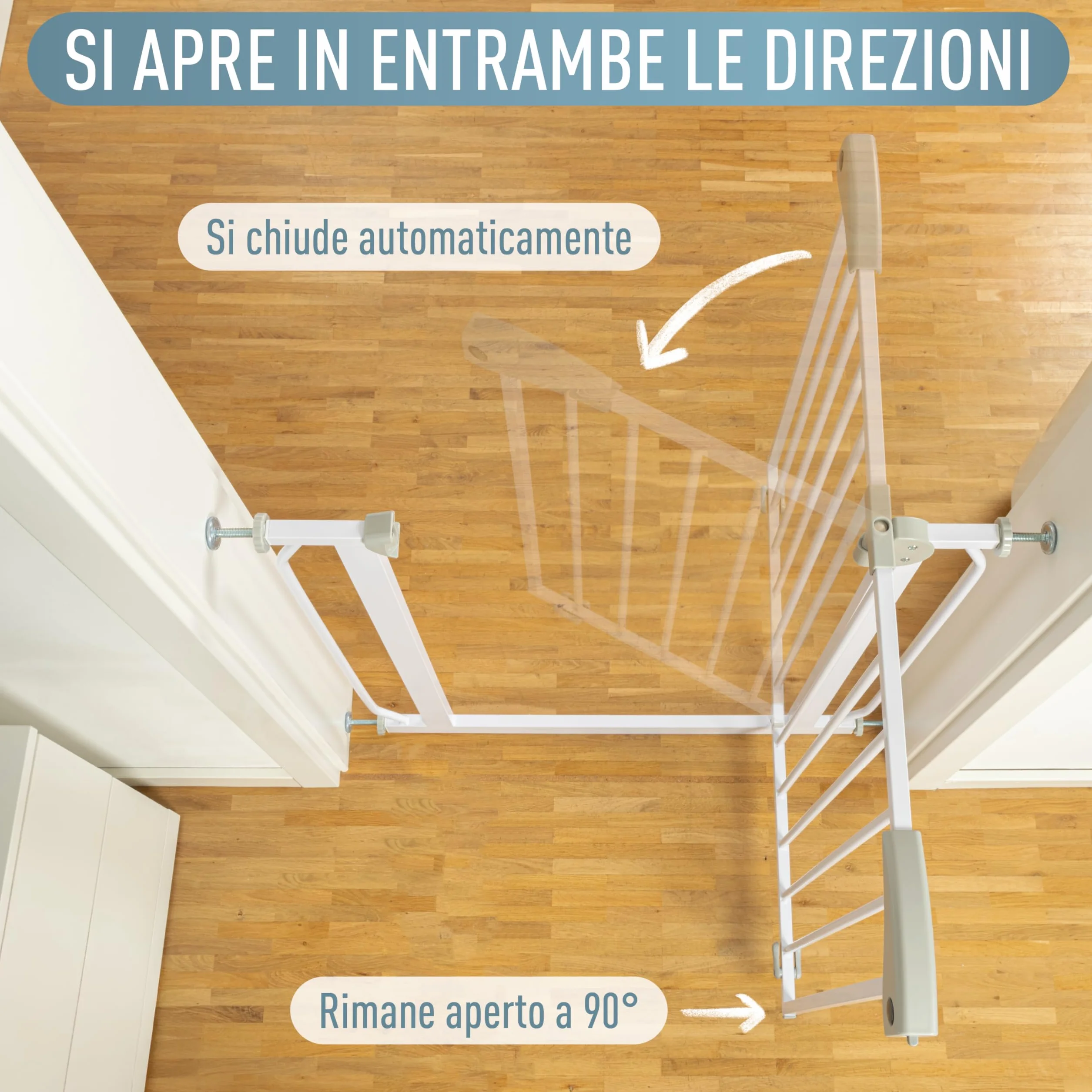 Berrin Cancelletto per Bambini di Sicurezza 120-130 cm Metallo Bianco 90° Stop