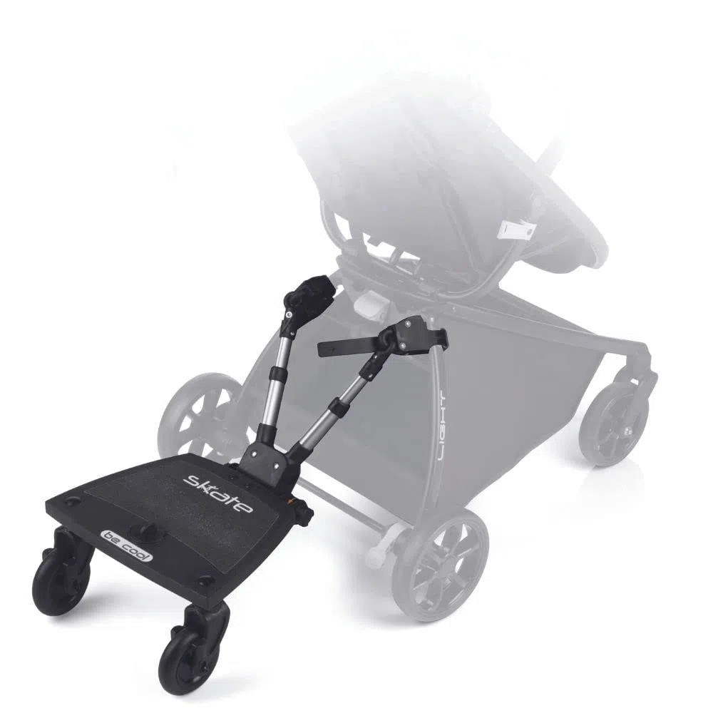 Be Cool Skate Pedana Passeggino Universale, Secondo Bambino fino a 20 kg, Pieghevole, Antiscivolo, Compatibile Passeggino, Nero