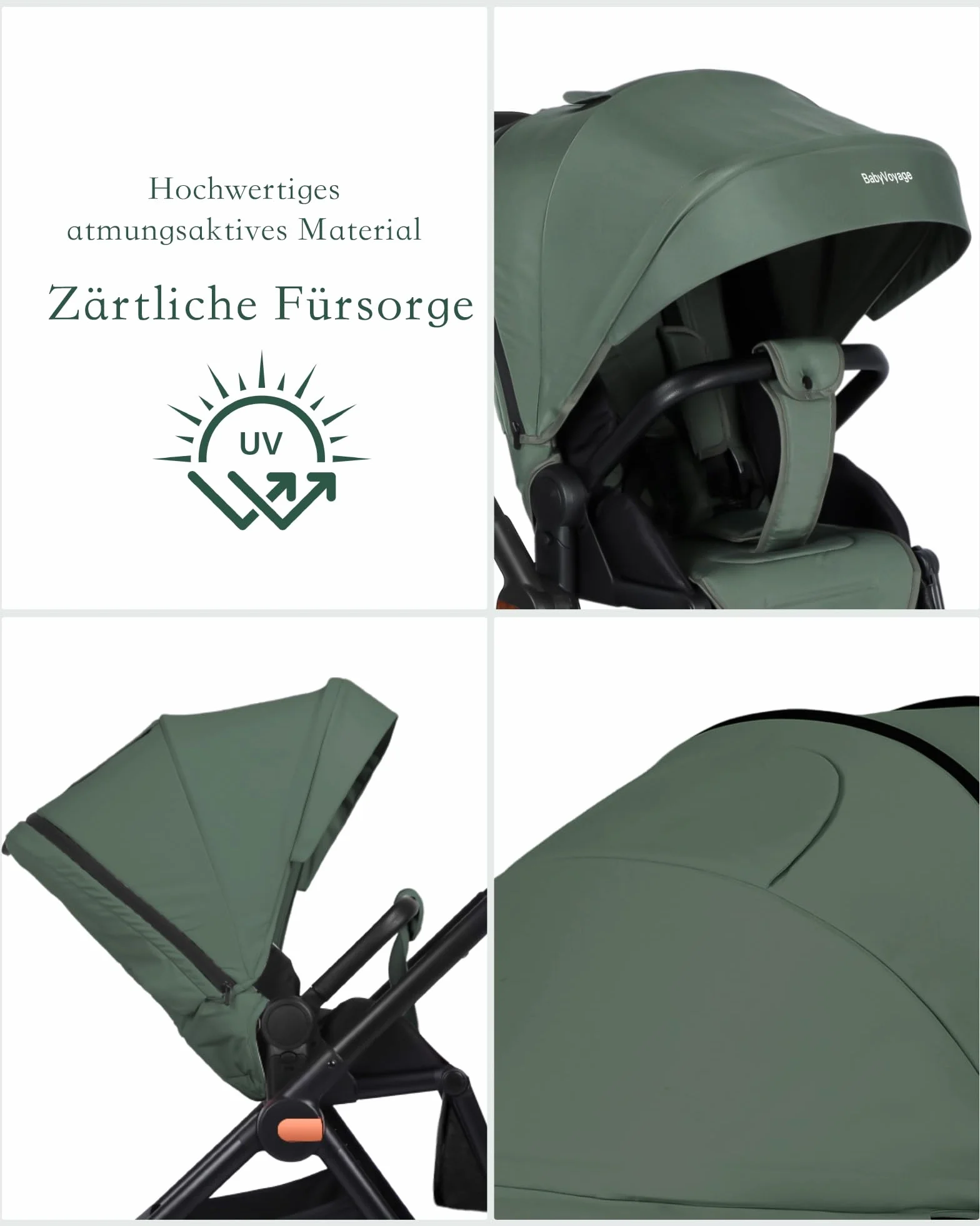 Passeggino 2 in 1 Reversibile 360° Chiusura Veloce Fronte Mamma 0-48 Mesi 26 kg Verde