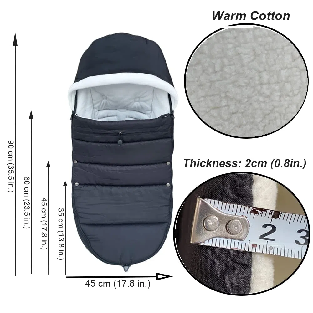 Coprigambe universale per passeggino compatibile con Babyzen YOYO/YOYO2, Stokke YOYO3 e Bugaboo, tessuto antivento e antigelo, facile da pulire (nero)