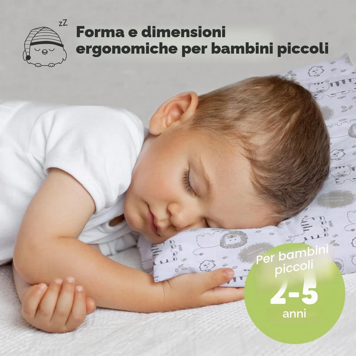 KeaSafari - Cuscino per bambini con federa, morbido cotone biologico, per dormire, lavabile, per bambini