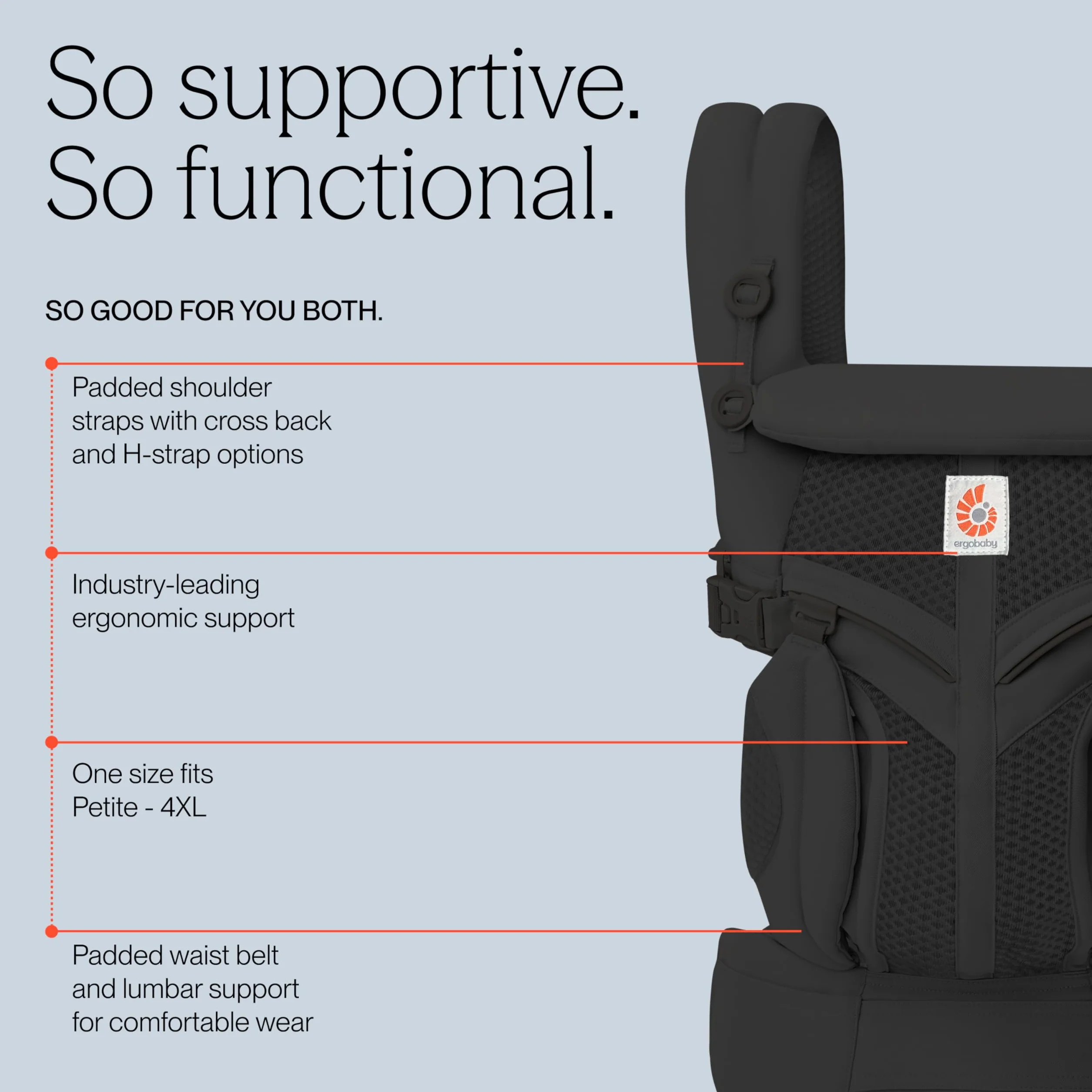 Ergobaby Omni 360 Cool Air Mesh Marsupio Neonati Ergonomico 0 36 Mesi, 4-in-1 Zaino Porta Bebe Traspirante, Onyx Black