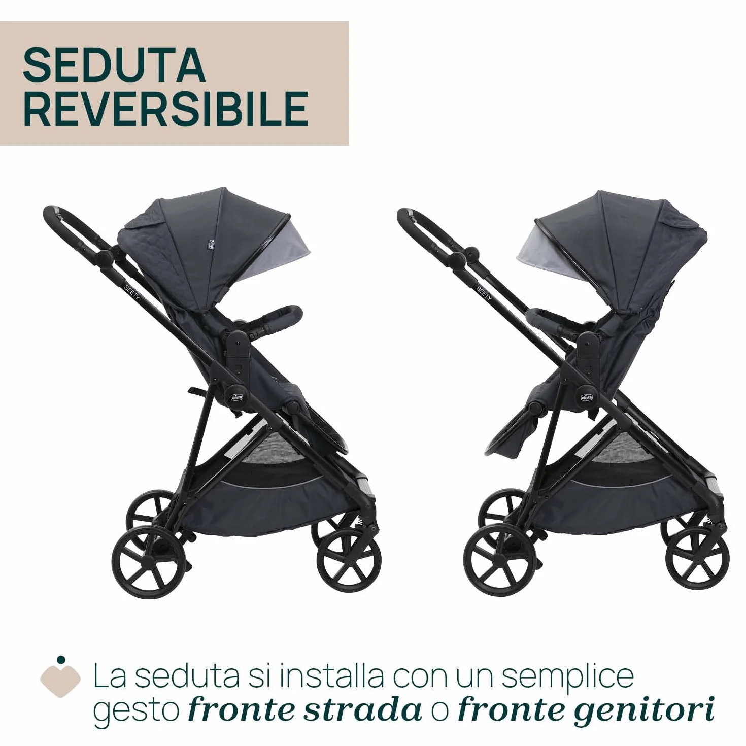 Chicco Passeggino Seety Leggero Compatto 0-4 Anni 22kg Pieghevole Reclinabile