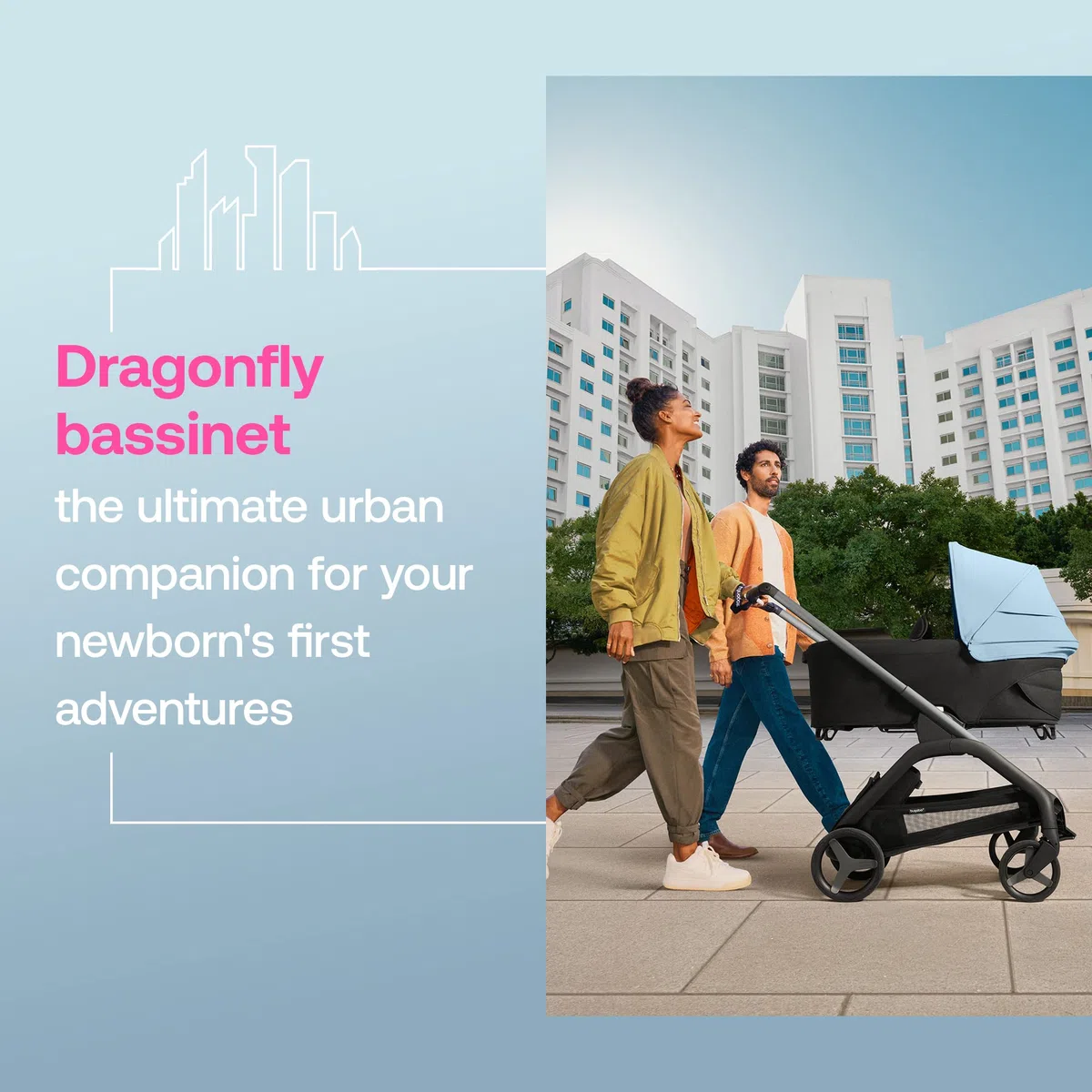 Bugaboo Dragonfly Navicella, con Materassino a Nido d'Ape e Coperta Navicella, Chiusura Facile a Una Mano in Tutte le Posizioni, Compatibile con il Passeggino Bugaboo Dragonfly, Midnight Black