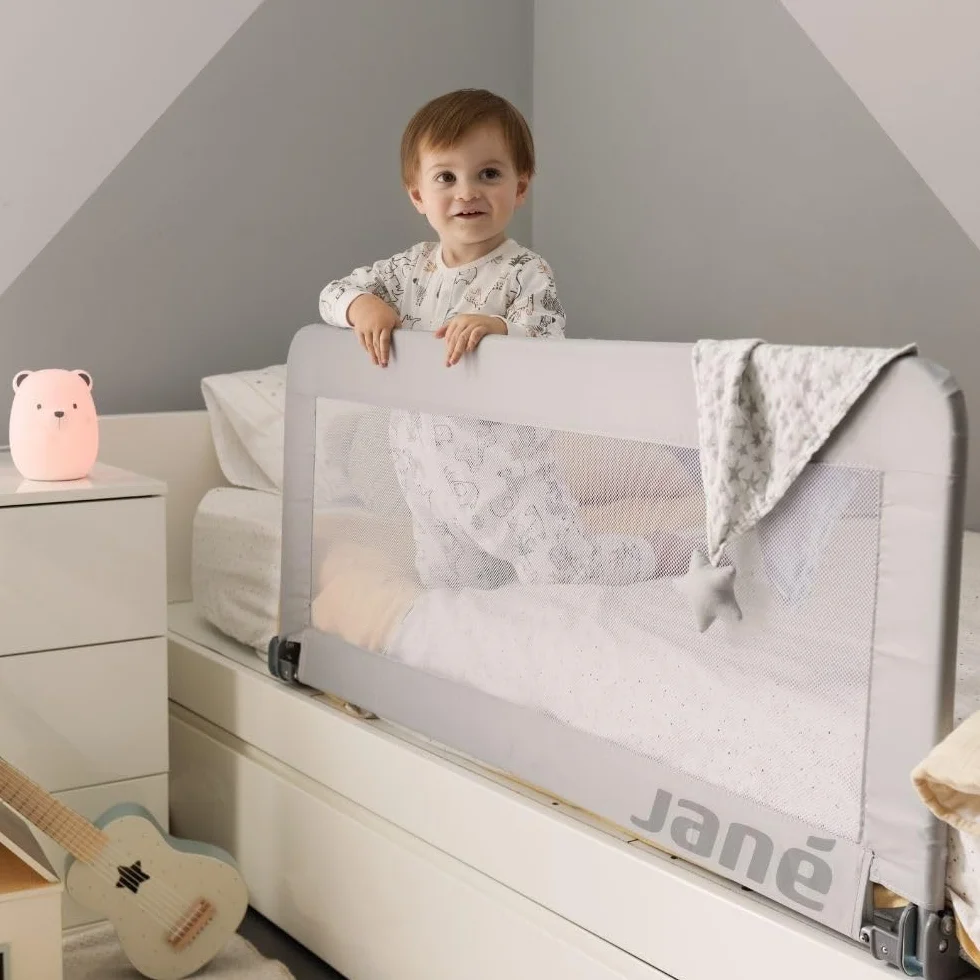 Jané Sponda Letto Ribaltabile 140 cm Extra Alta Traspirante Pieghevole con Borsa Trasporto Grigio