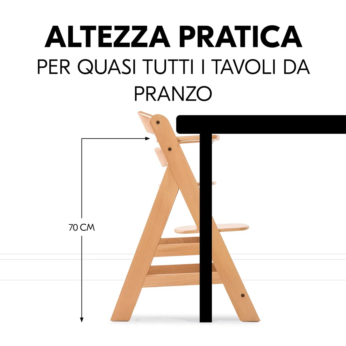 hauck Alpha Newborn Set Pre, Nature Grey - Seggiolone Pappa con Seduta Neonato dalla Nascita e Sedia Evolutiva in Legno di Faggio fino a 90 kg con Cintura Spartigambe e 5 Punti, Barra Protettiva